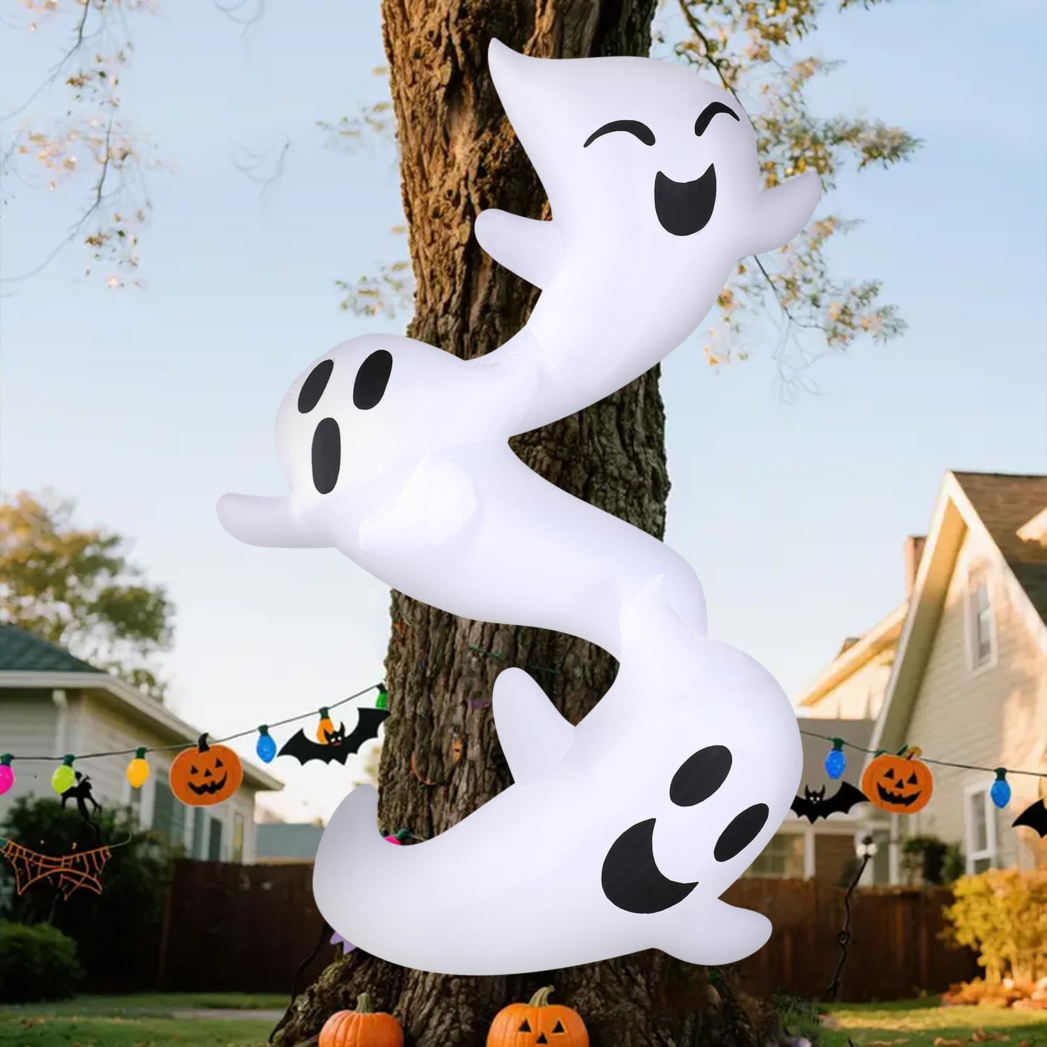 8ft Inflatable Ghosts Hugging Tree - Image 4