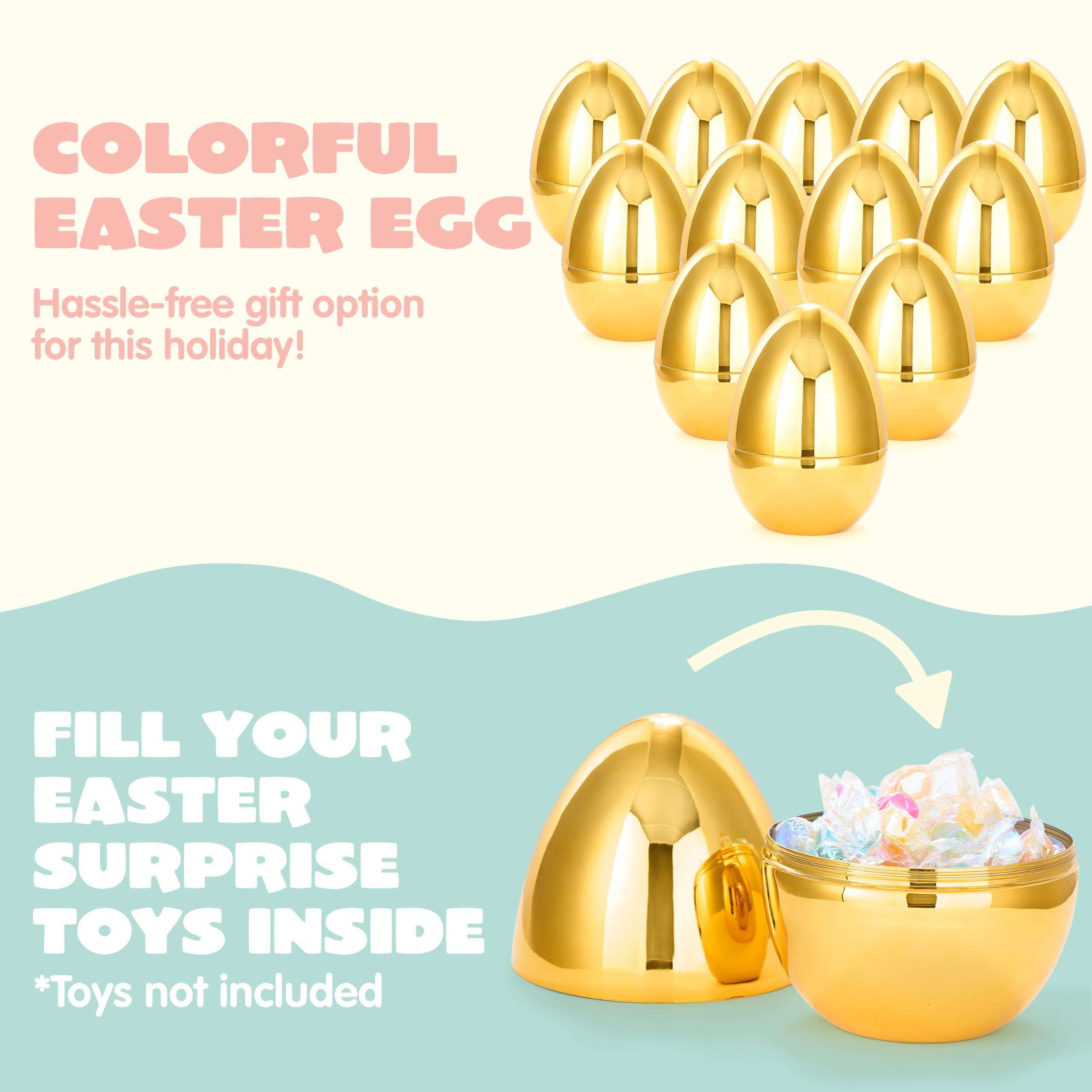 12Pcs Large Gold Easter Eggs, 6 Inches Metallic Jumbo Eggs Fillable - Image 4