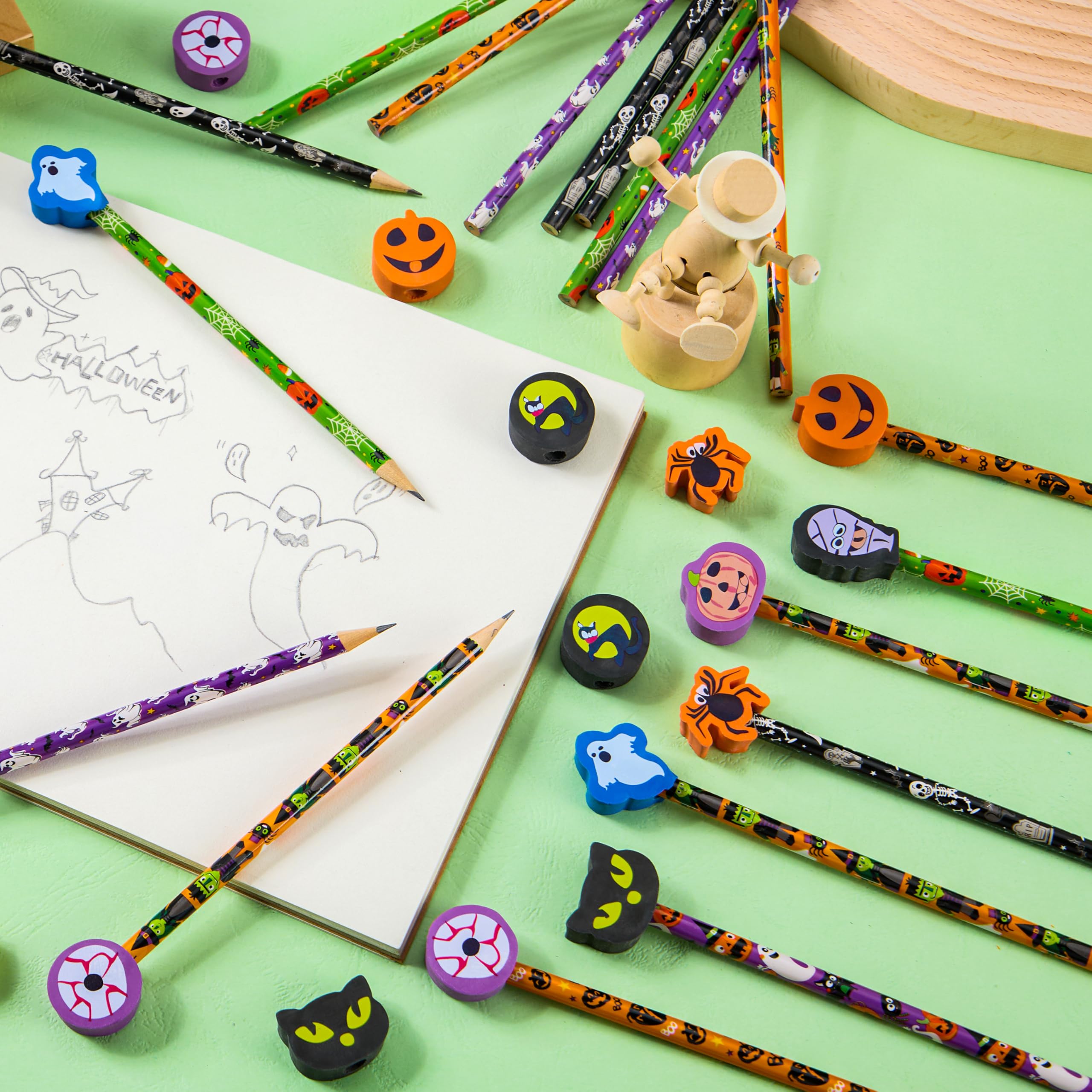 108PCS Halloween Pencils with Erasers Stationery Set - Image 4