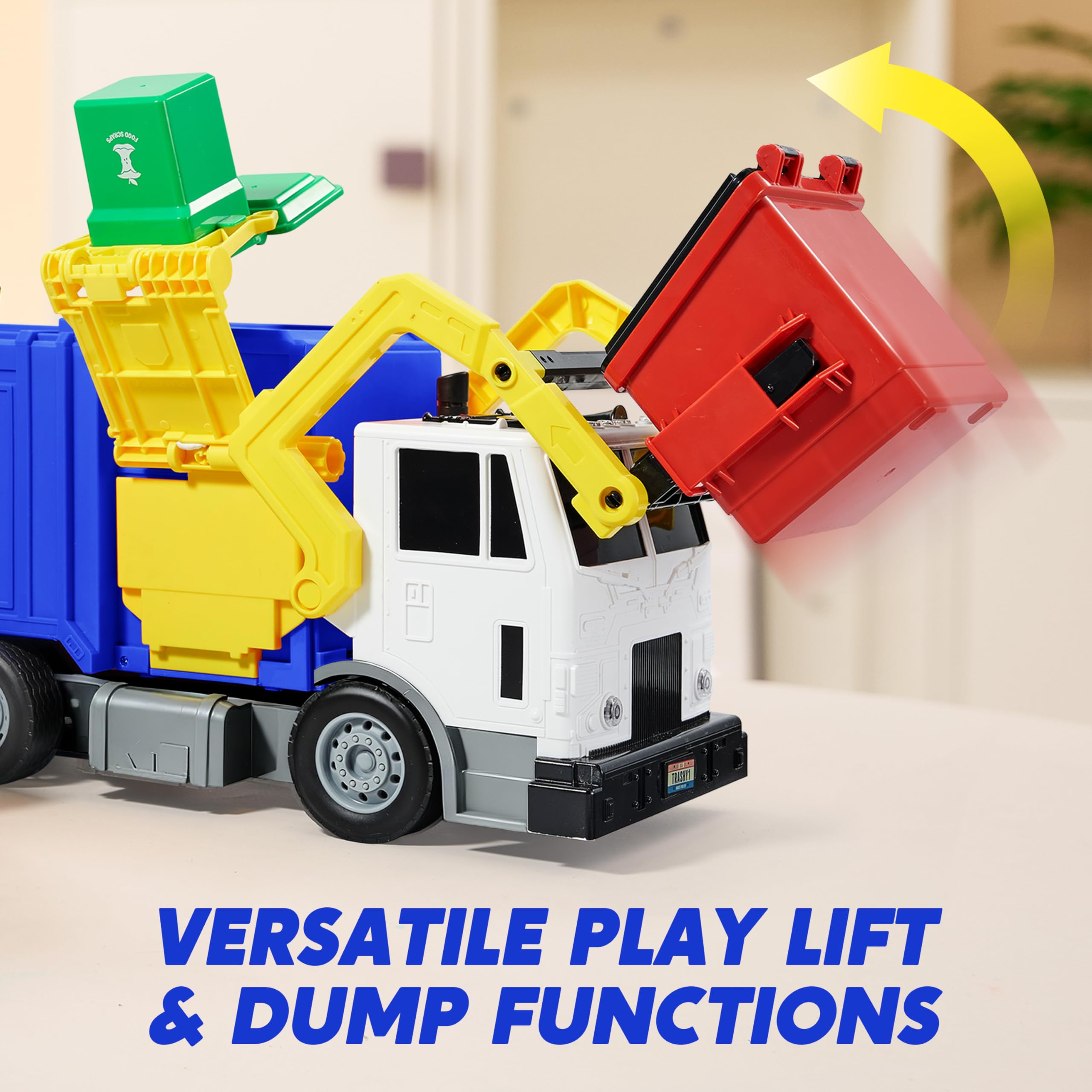 Large Friction Powered Garbage Truck Toy Set - Image 4