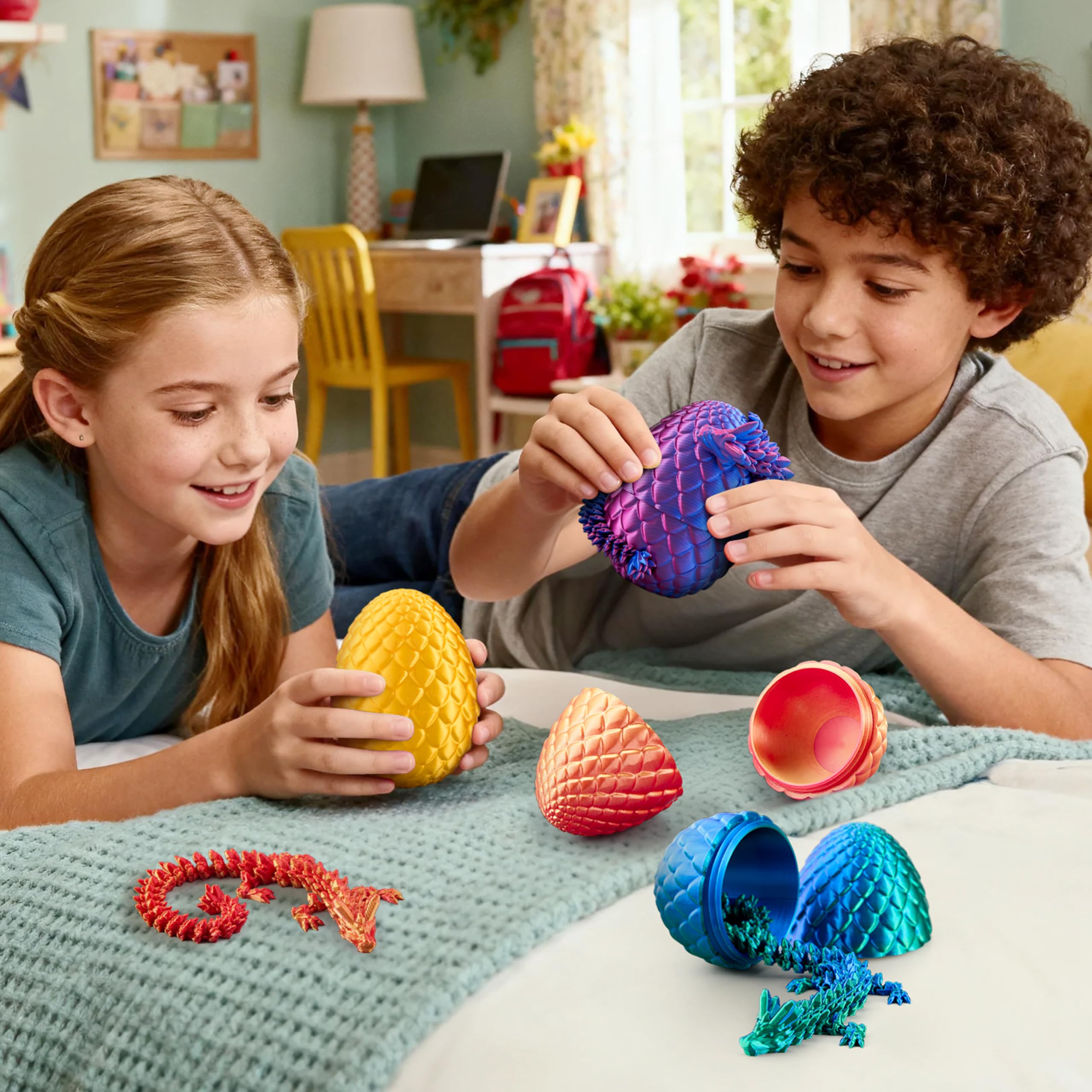 4 Pcs 3D Printed Dragon Eggs with Laser Dragon, Cool Articulated Toys for Kids - Image 4
