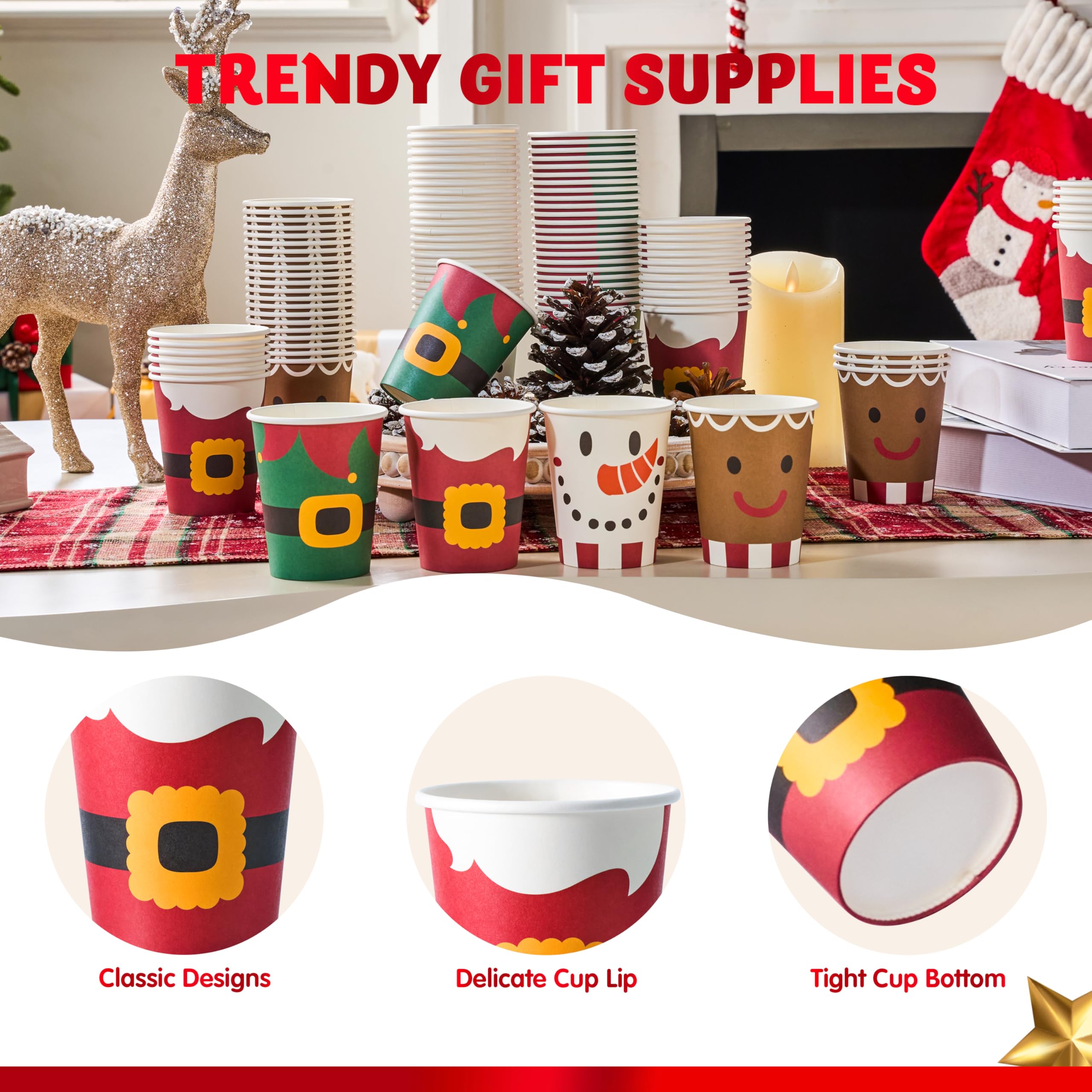 100PCS 9oz Christmas Disposable Paper Cups - Image 4