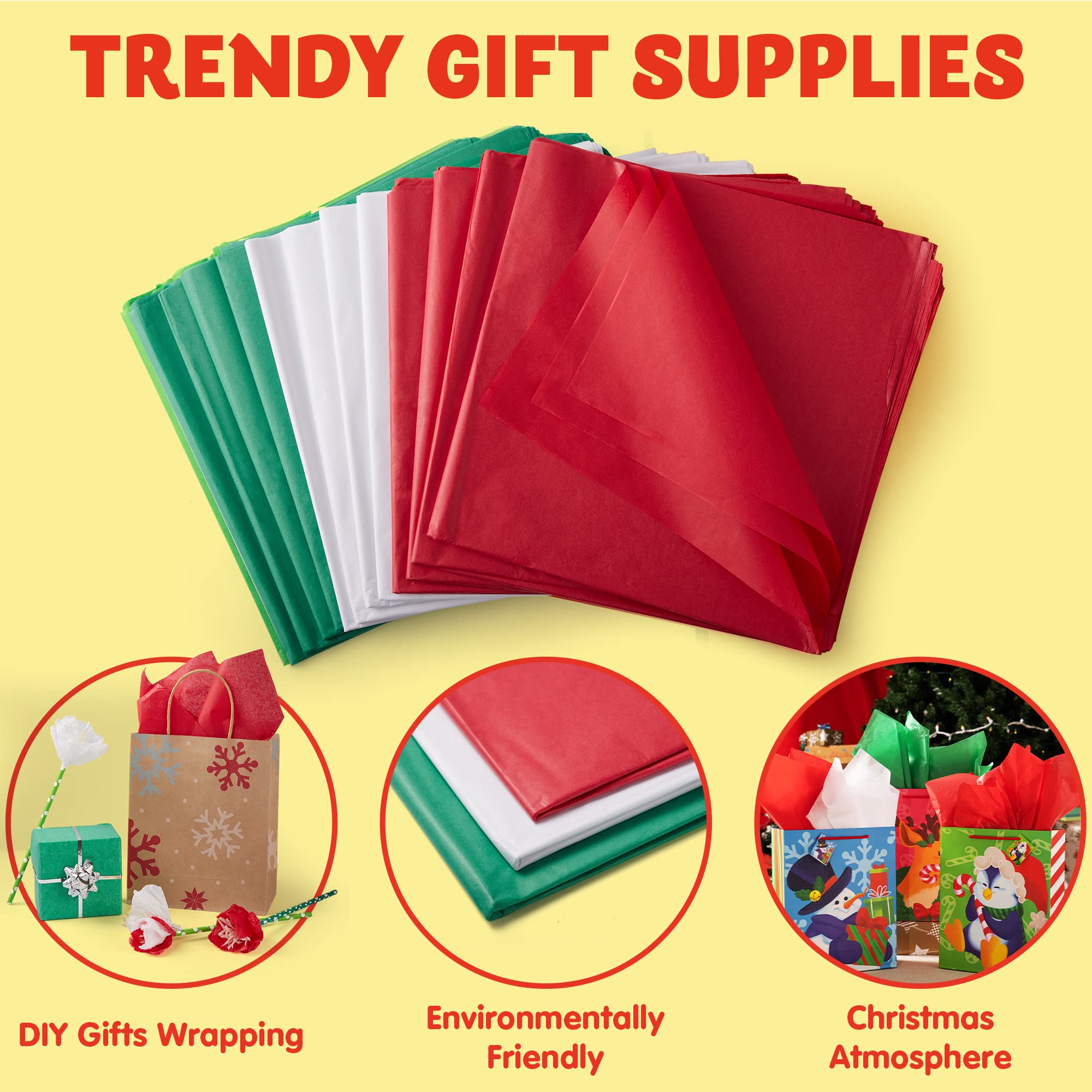 36 Sheets Christmas Tissue Paper Red, Green & White - Image 6