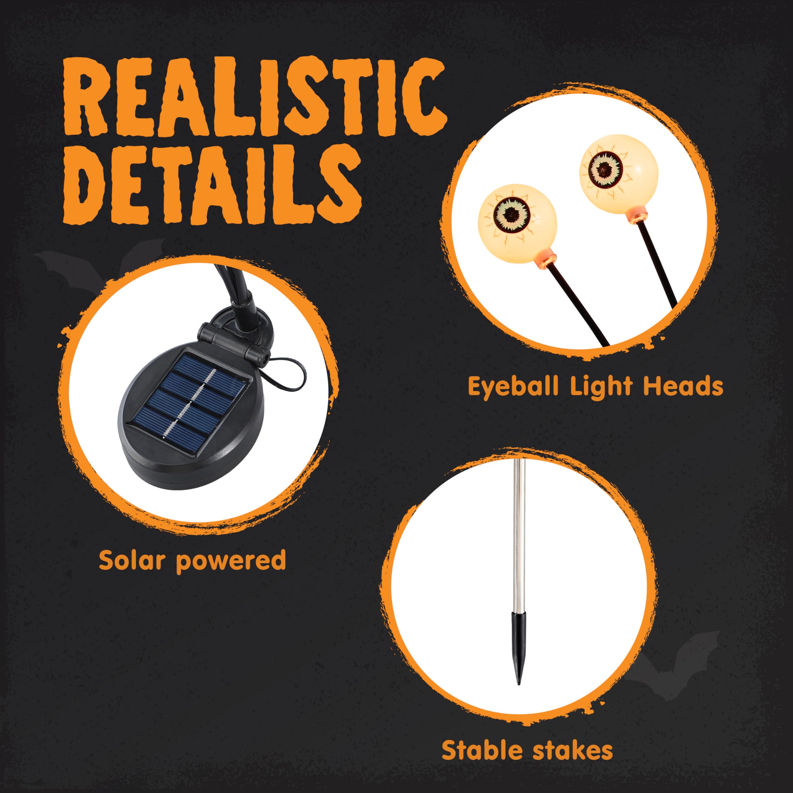 Halloween Decorations Outdoor Solar Scary Eyeball Lights-Warm White - Image 4