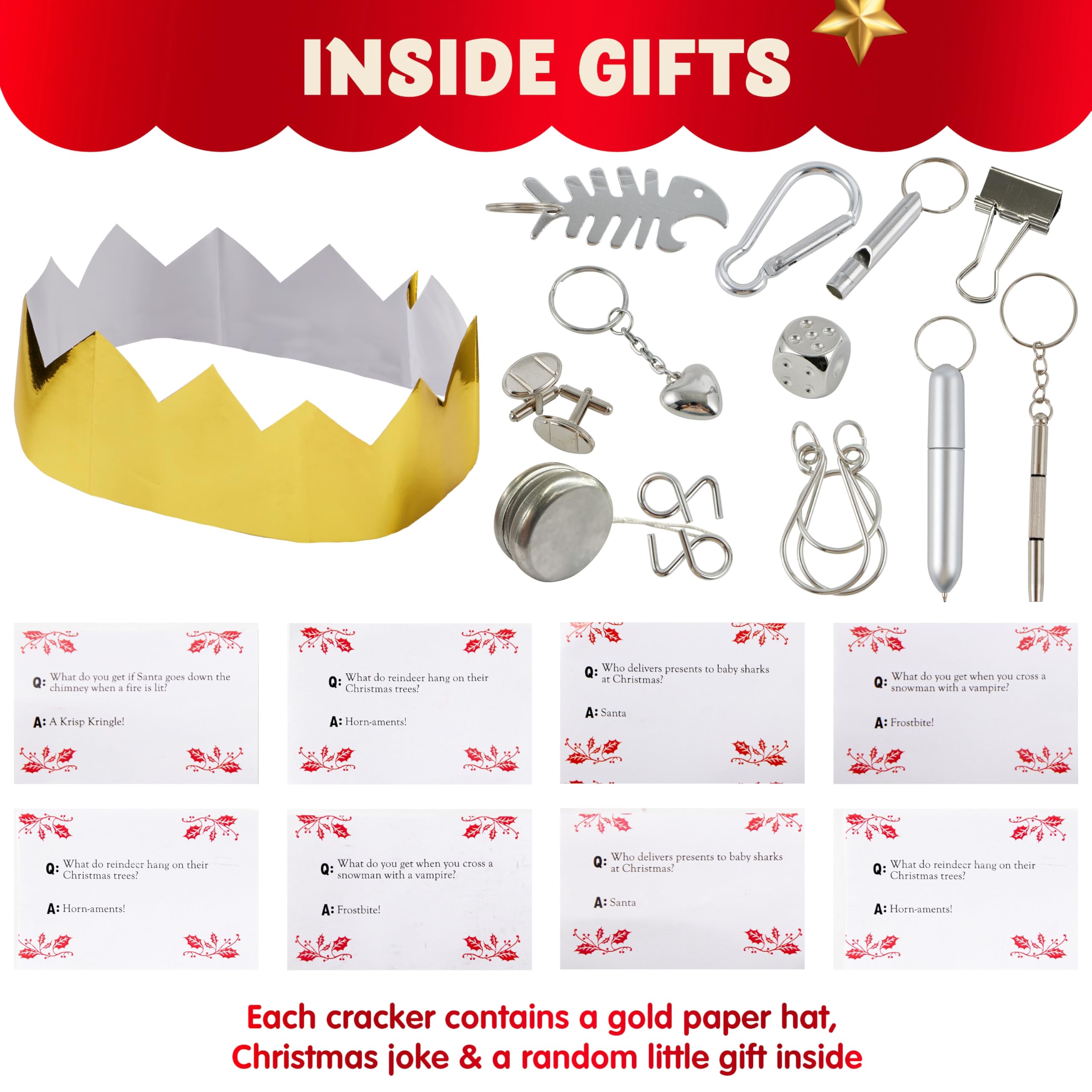 Christmas Party Table Favors (Red White Snowflake), 12 Pack - Image 4