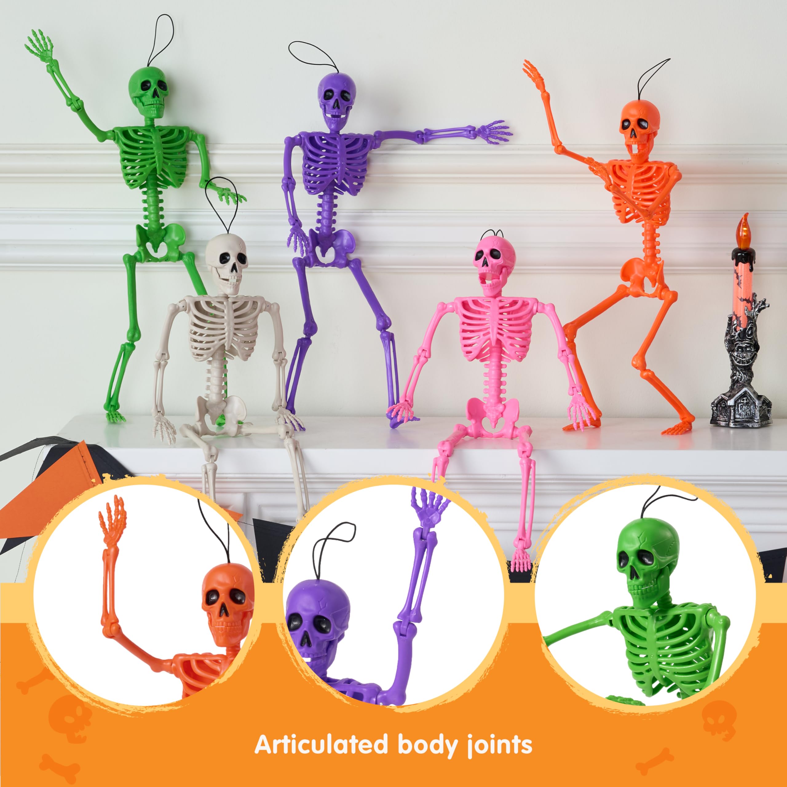 5 PCS Posable Halloween Skeleton Decor 16 Inches - Image 4