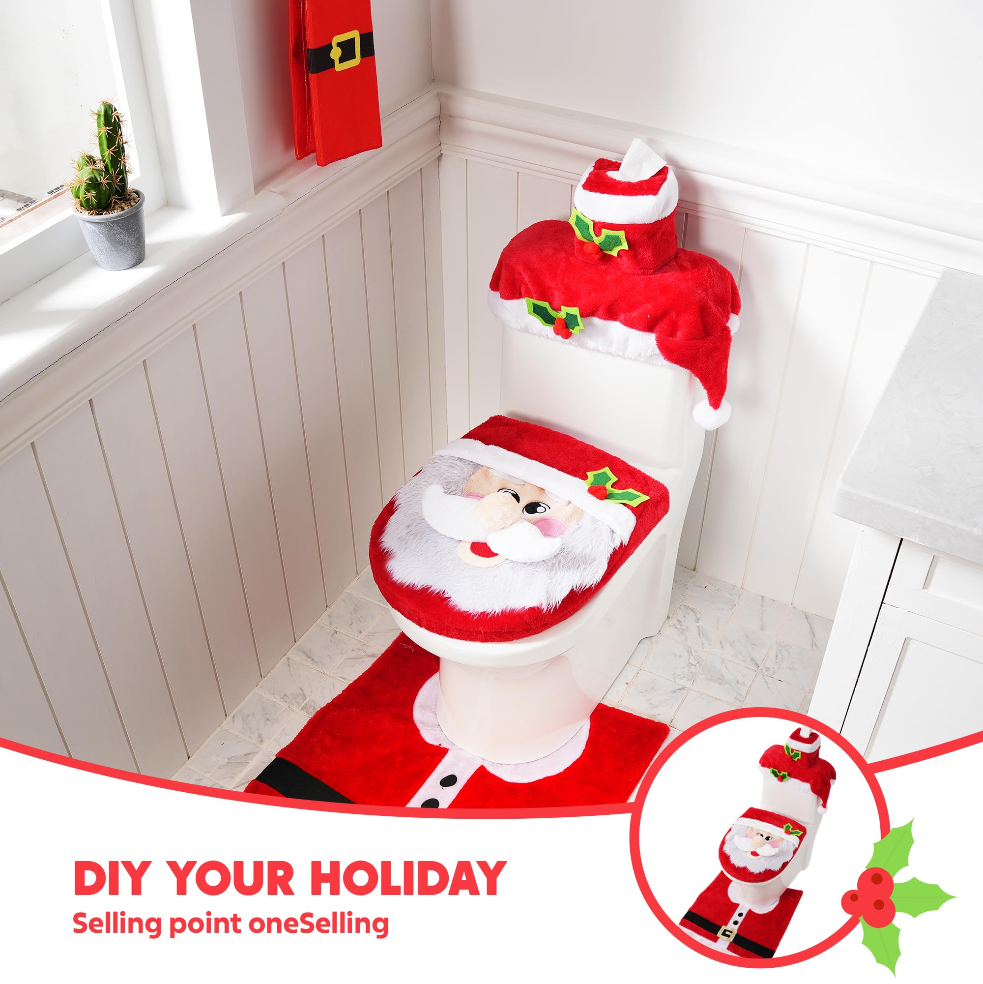 5 Pcs Christmas Theme Bathroom Decoration Set - Image 4