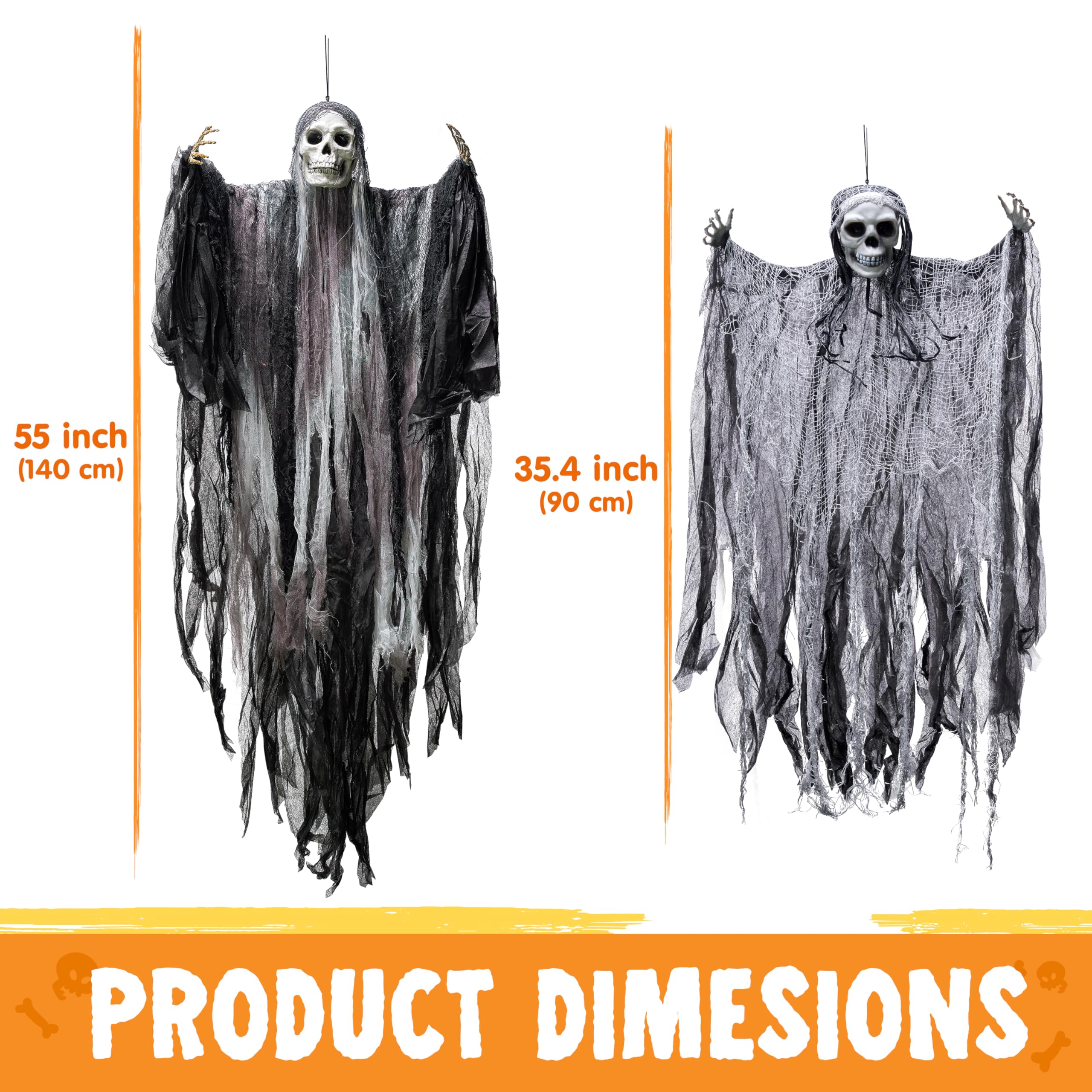 2 Pcs Halloween Hanging Grim Reaper Decorations Outdoor - Image 5