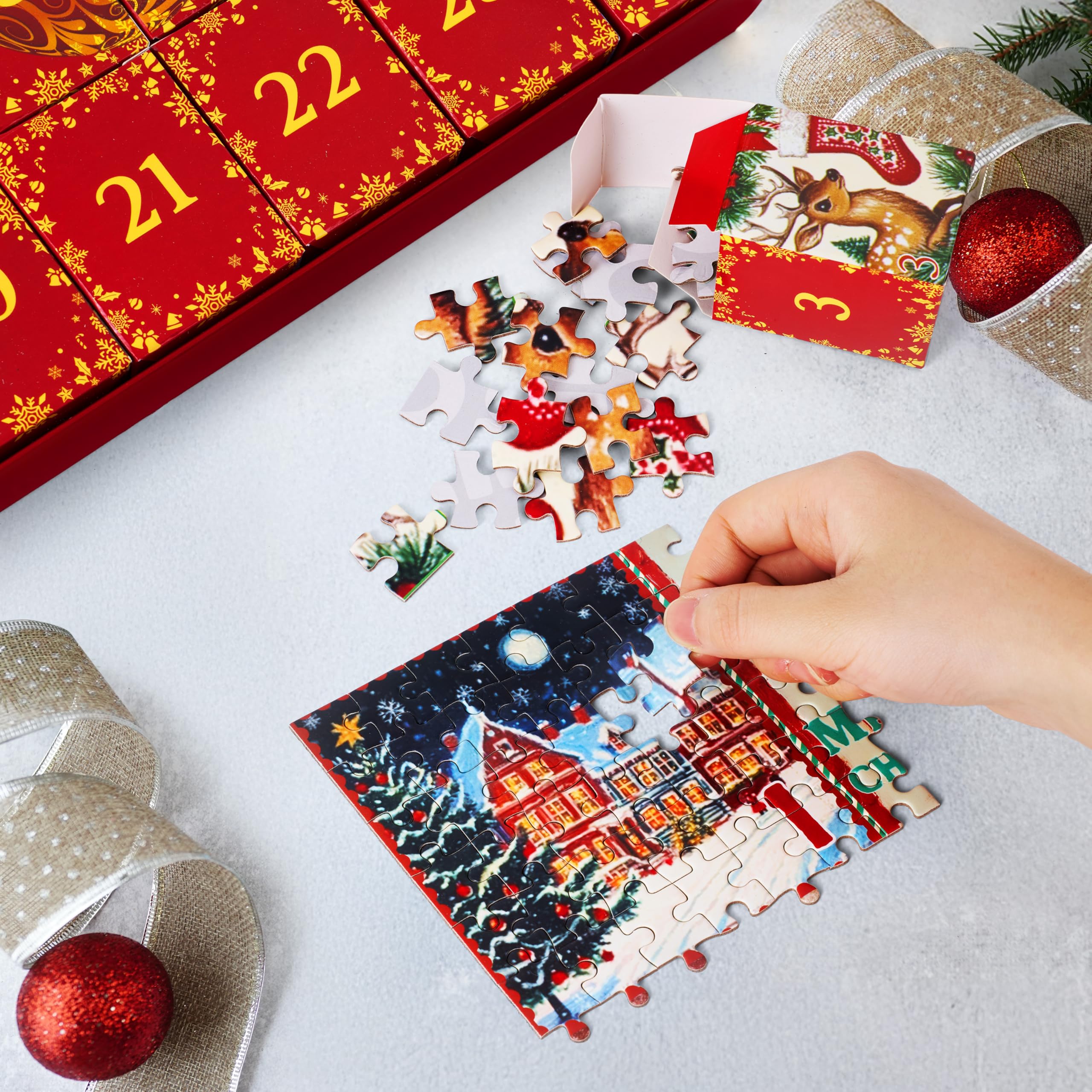 1000 PCS 24 Days Christmas Advent Calendar Puzzles - Image 4