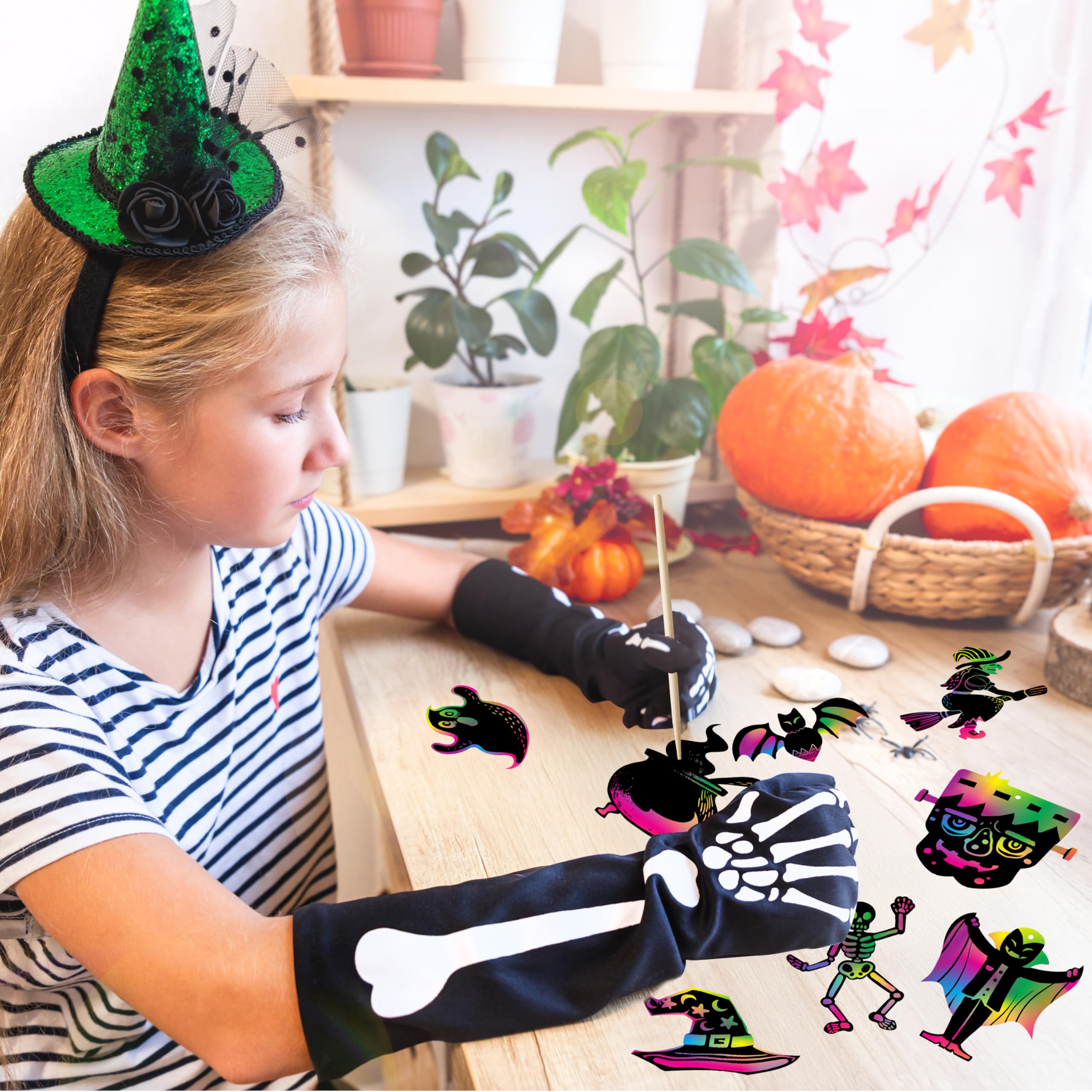 120 Pcs Halloween Rainbow Scratch Art Crafts for Kid - Image 4