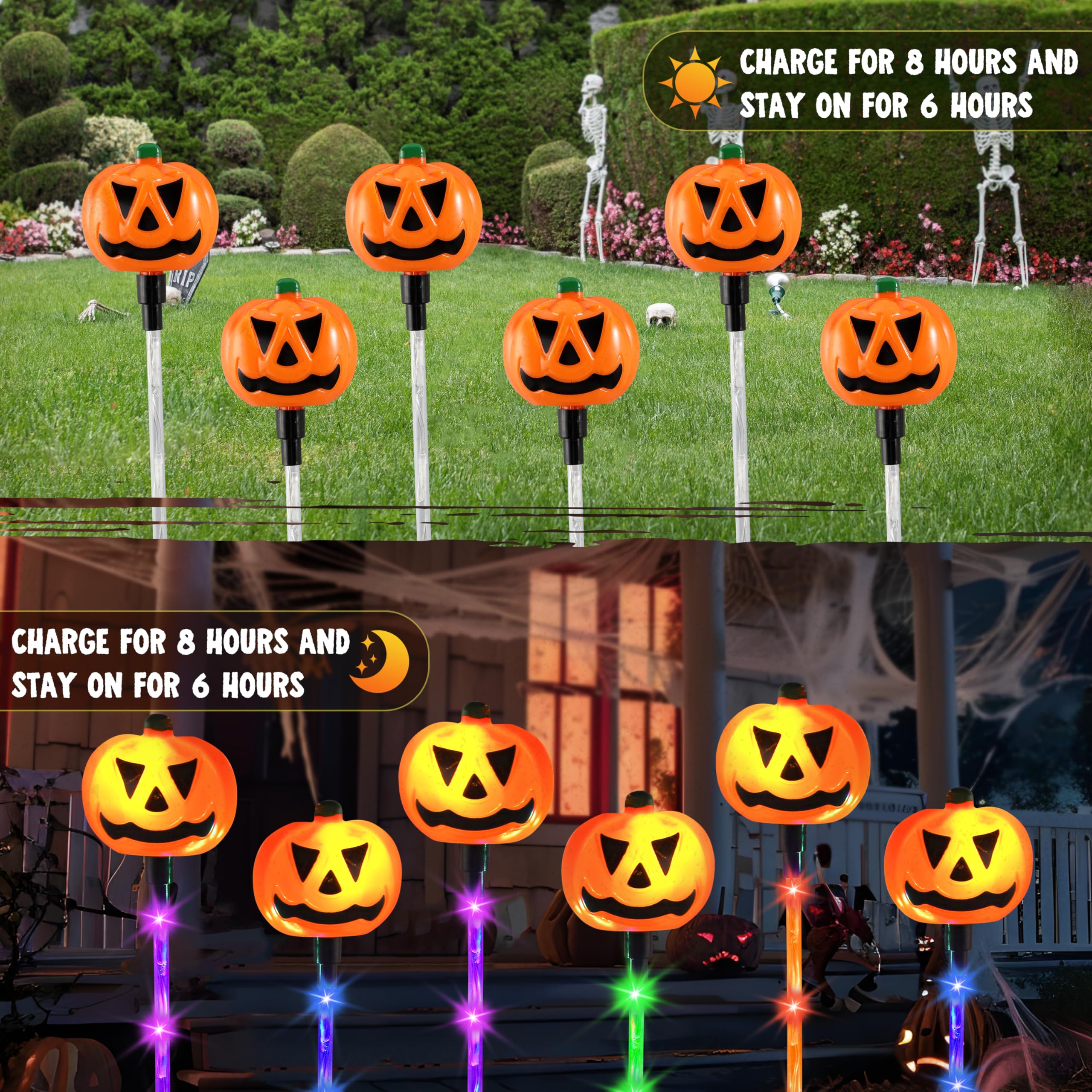 10Pcs Halloween Solar Pumpkin Pathway Lights Decorations - Image 4