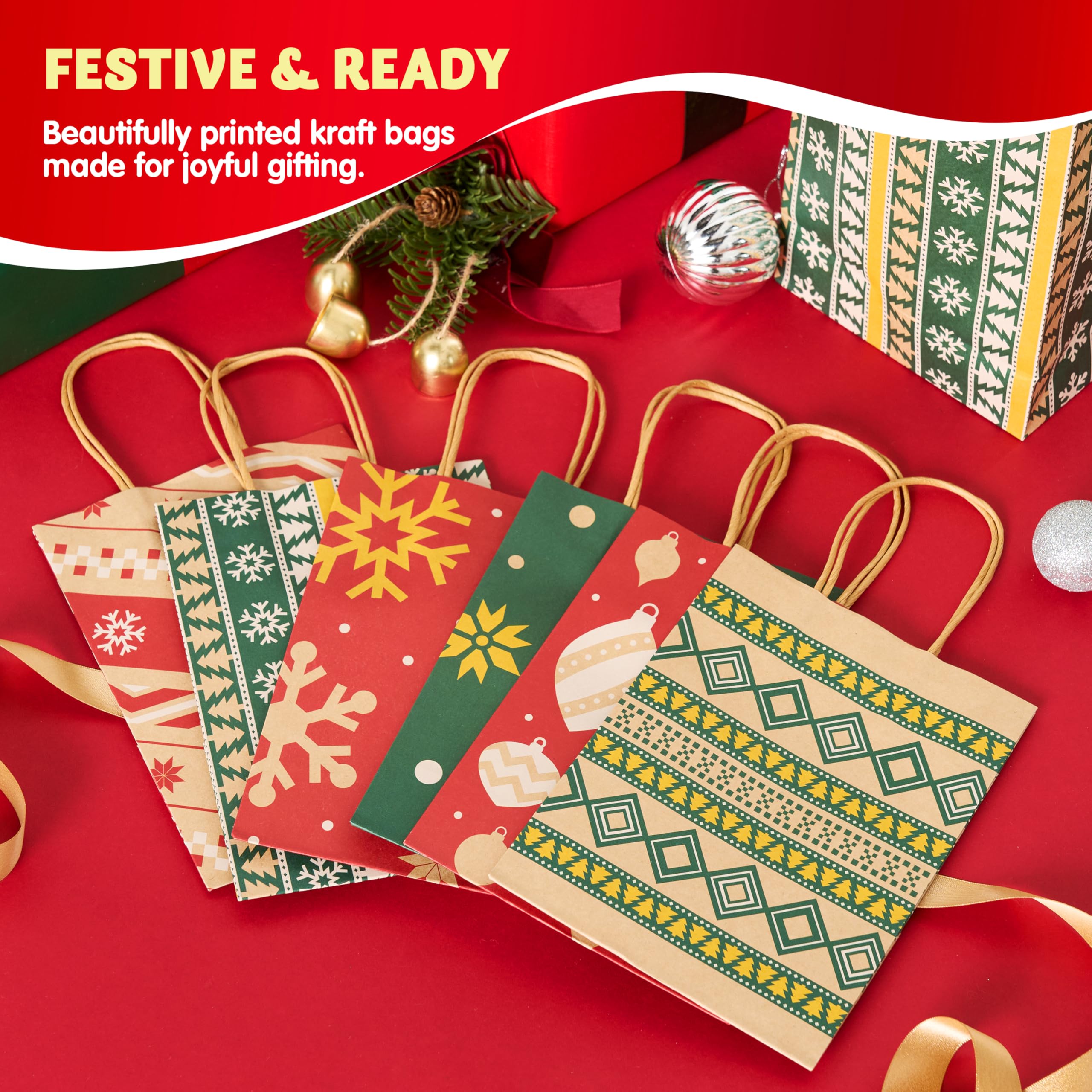 24PCS Christmas Kraft Bags Holiday Paper Goody Gift Bags - Image 4