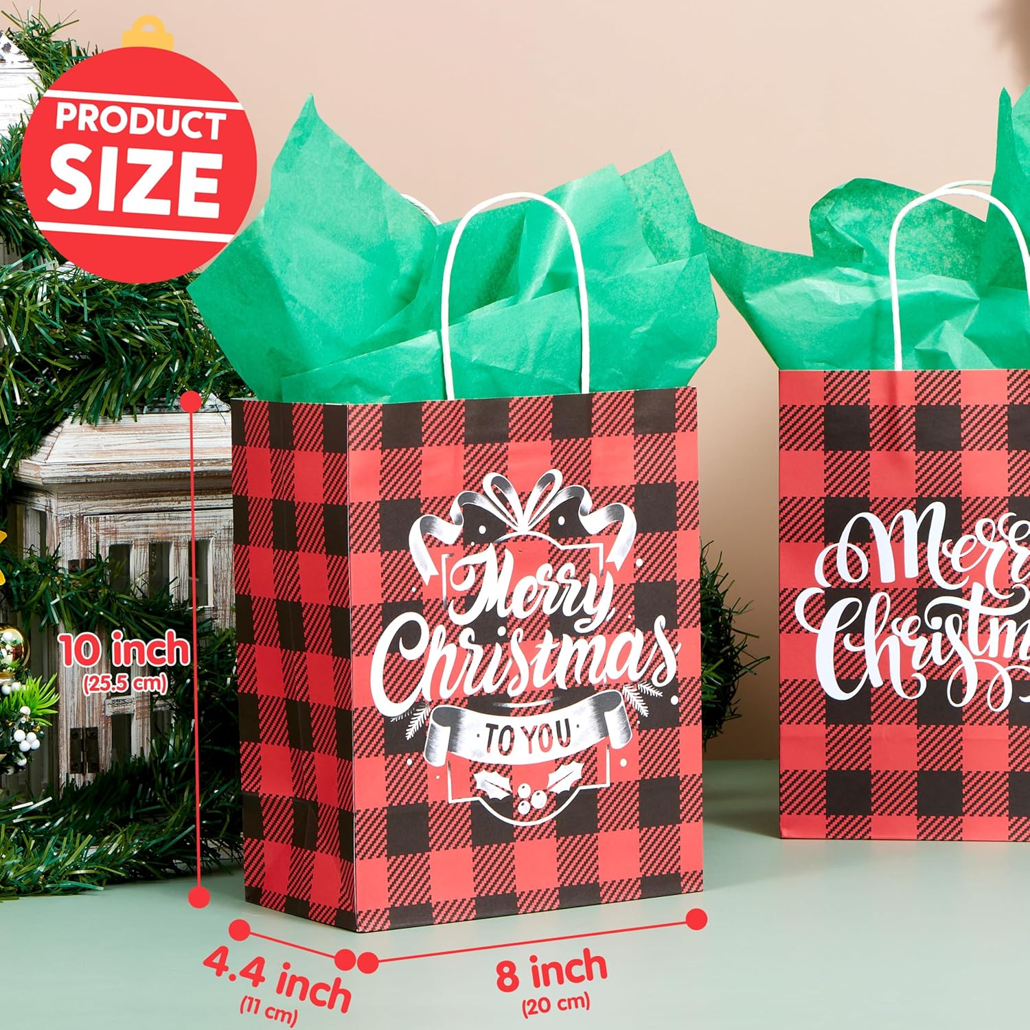 18 PCS Christmas White Kraft Bags with Handles - Image 4