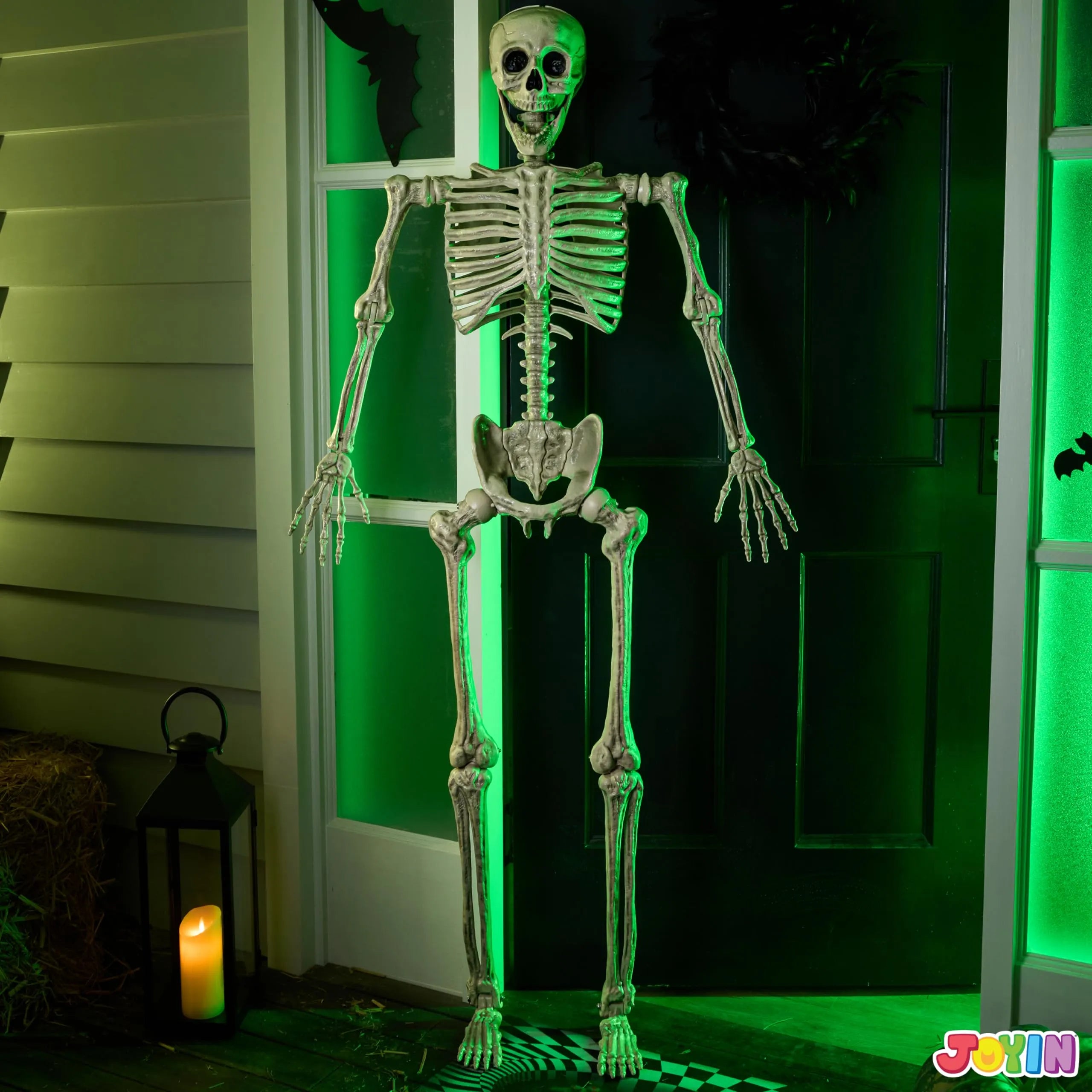 5.6ft Halloween Posable Life Size Skeleton Full Body Realistic Bones with Movable Joints