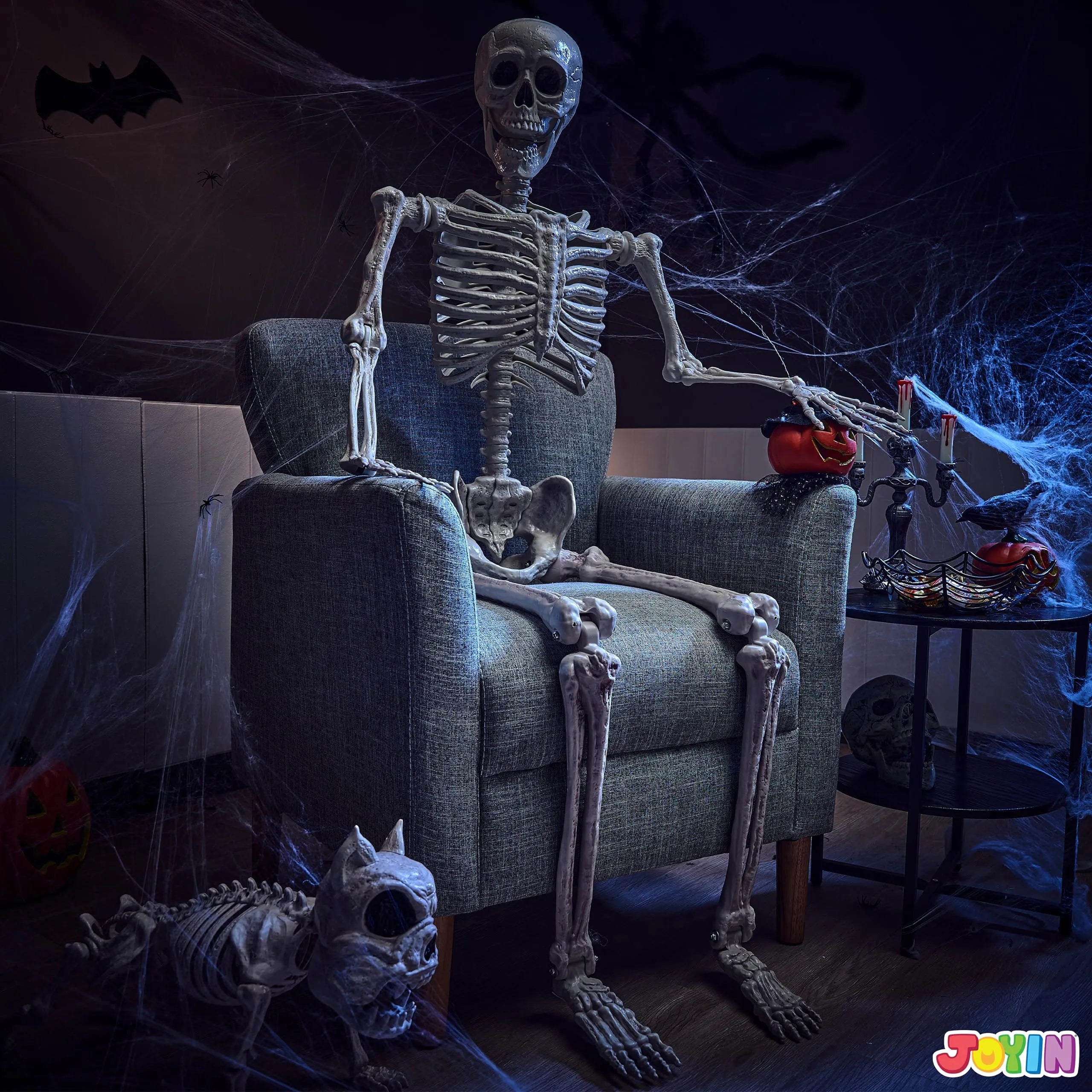 5.6ft Halloween Posable Life Size Skeleton Full Body Realistic Bones with Movable Joints - Image 8