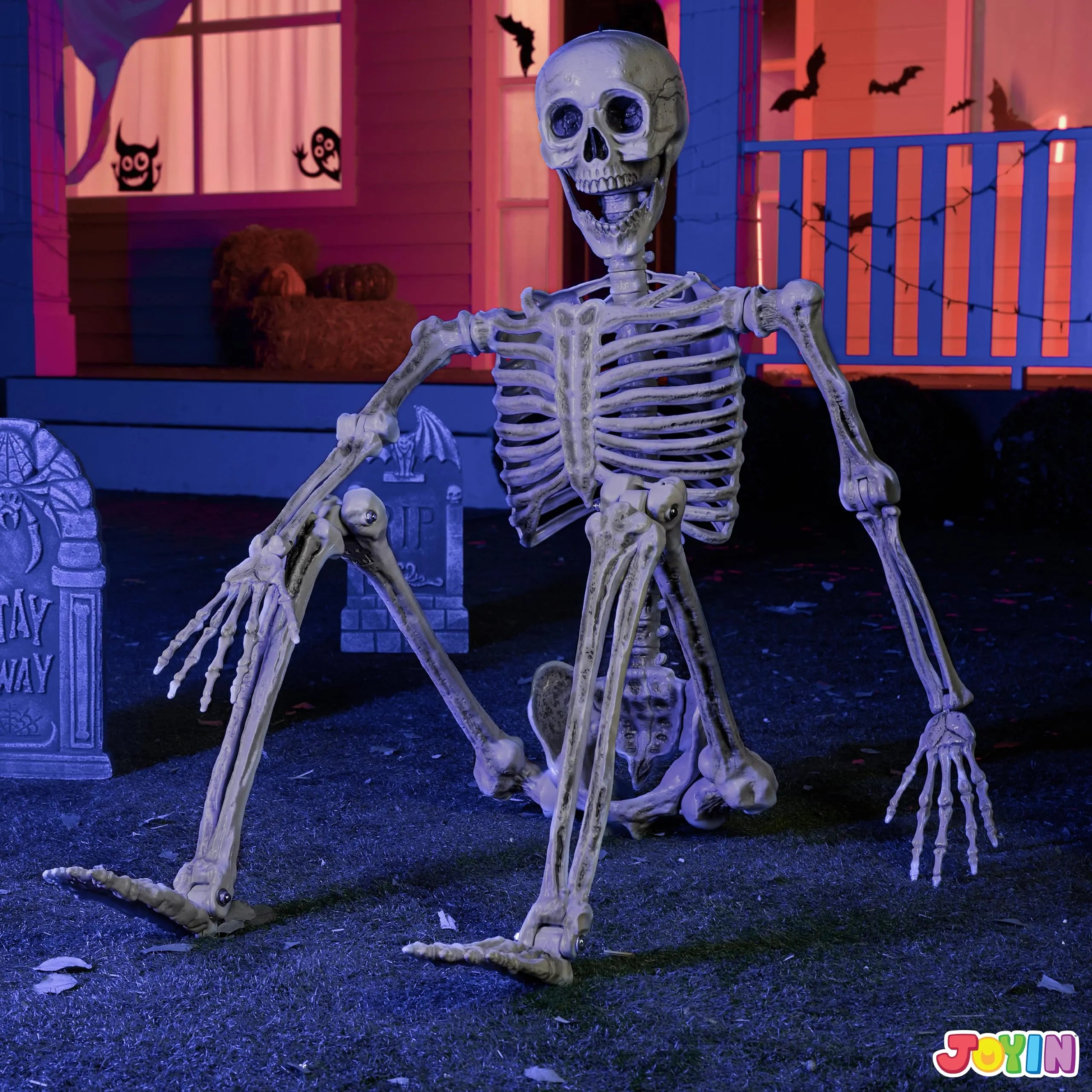 5.6ft Halloween Posable Life Size Skeleton Full Body Realistic Bones with Movable Joints - Image 4