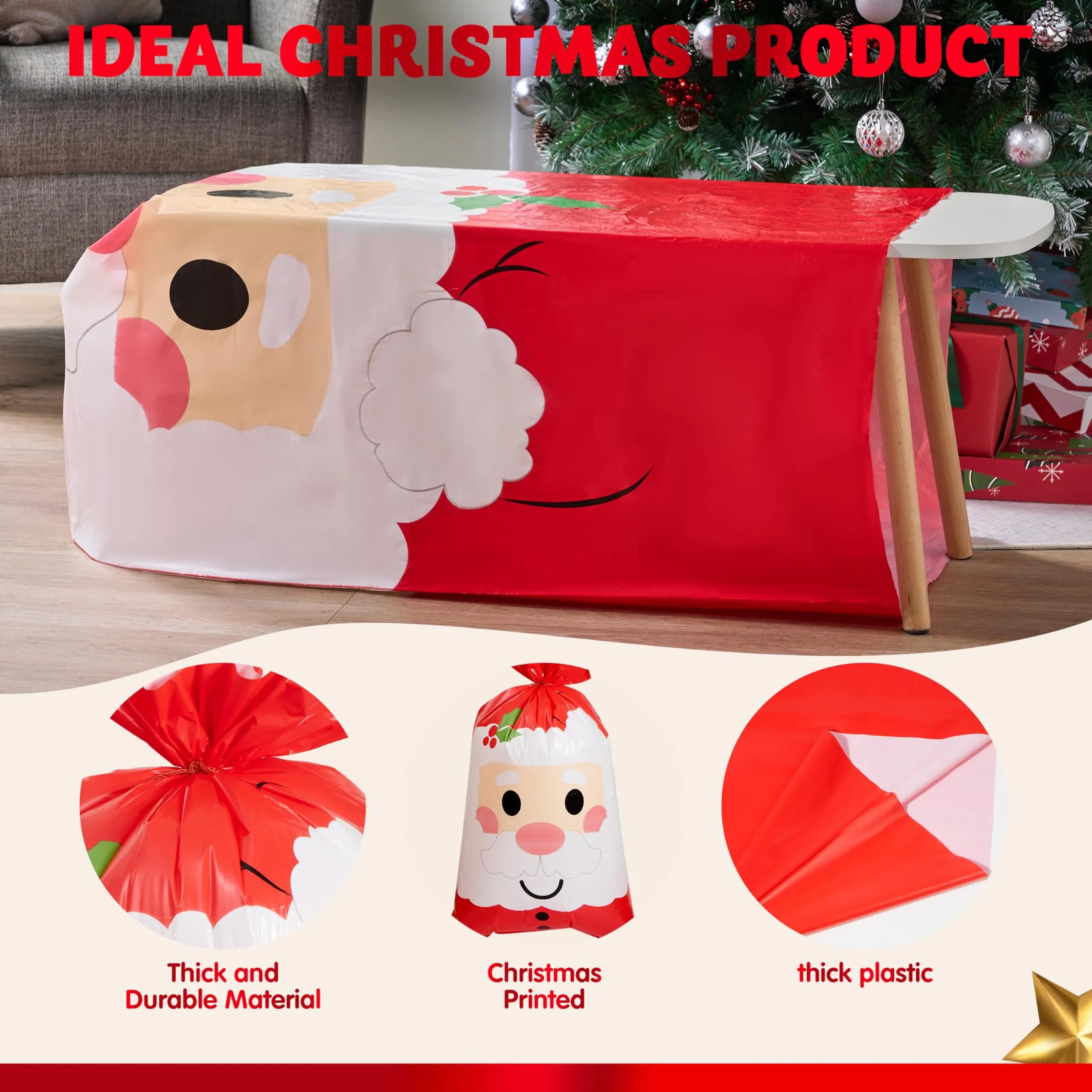 56in x36in Jumbo Christmas Santa Plastic Gift Wrapping Bag for Gift Giving - Image 3