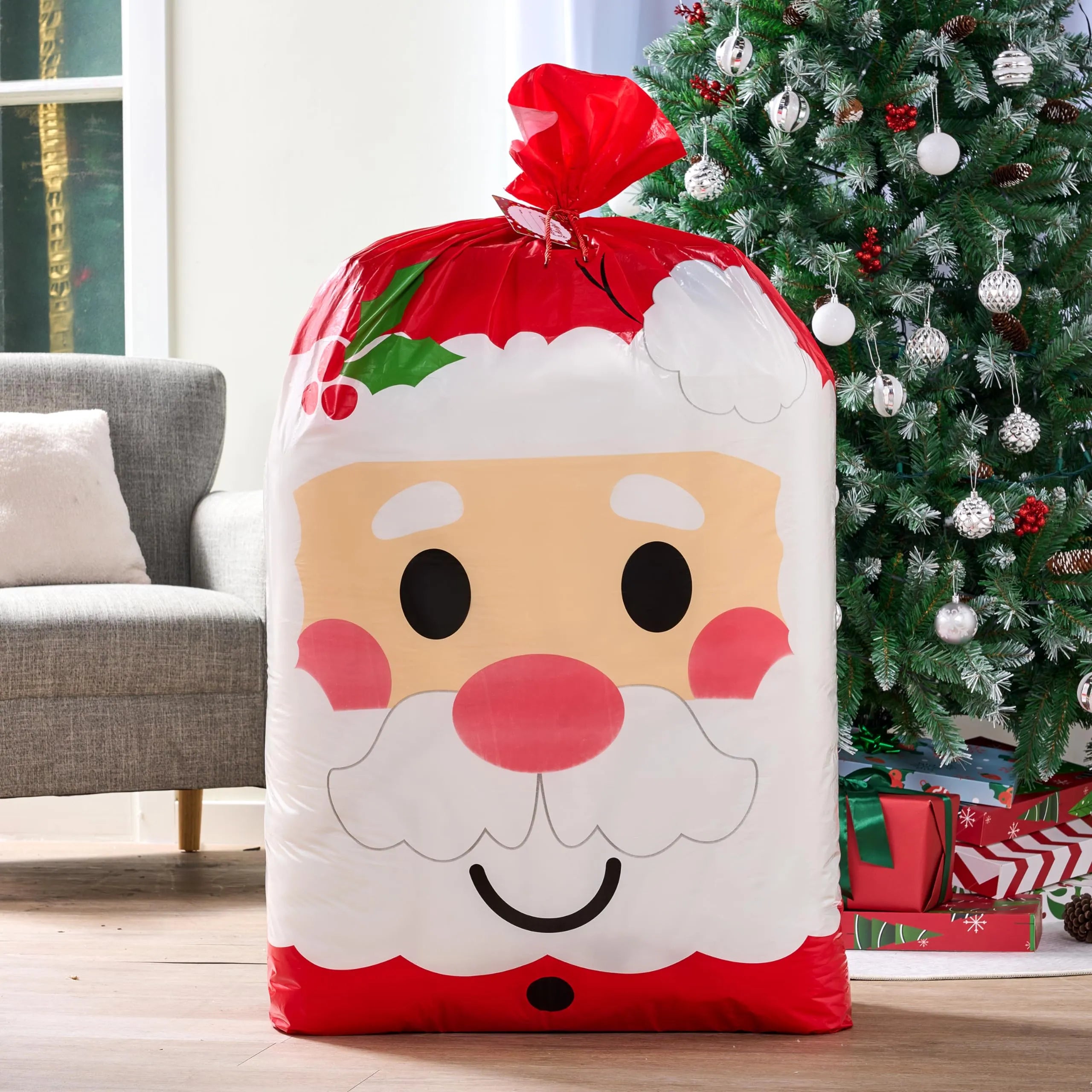 56in x36in Jumbo Christmas Santa Plastic Gift Wrapping Bag for Gift Giving - Image 4