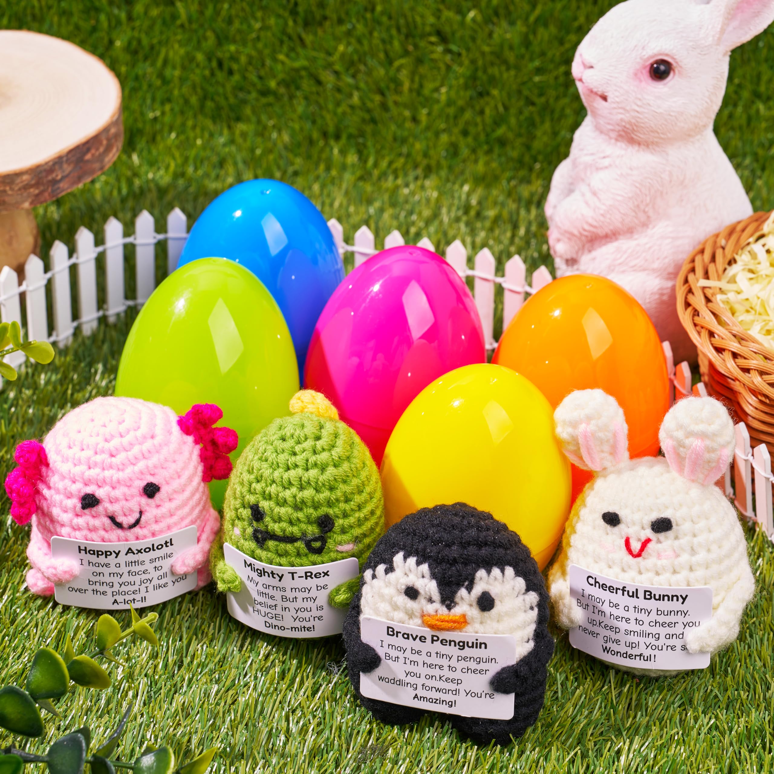 5 Pcs Jumbo Prefilled Easter Eggs with Crochet Toys for Egg Hunt, Party Favors & Classroom Prizes - Image 2