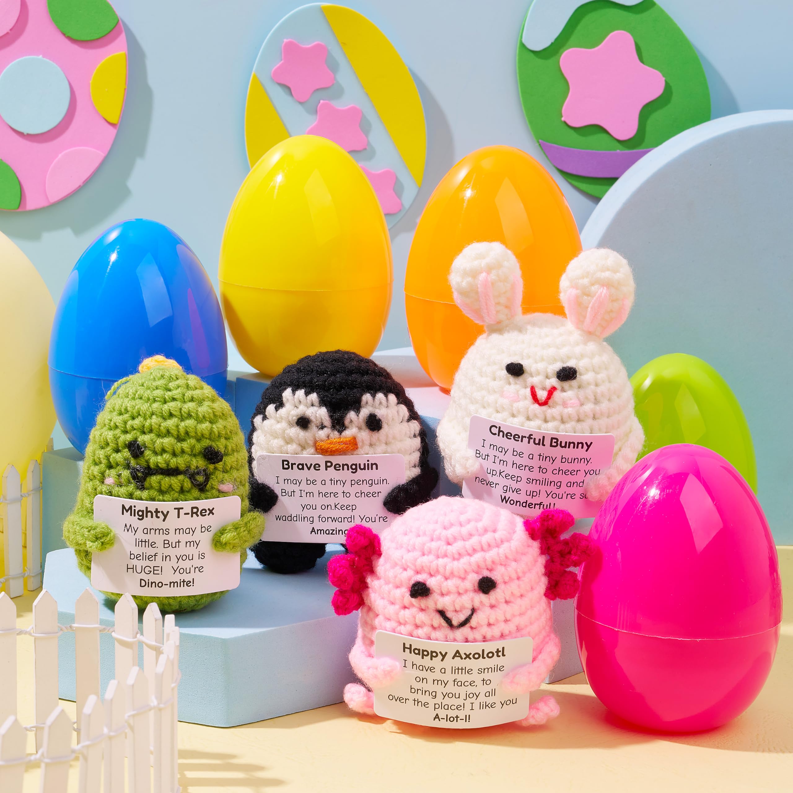 5 Pcs Jumbo Prefilled Easter Eggs with Crochet Toys for Egg Hunt, Party Favors & Classroom Prizes - Image 4
