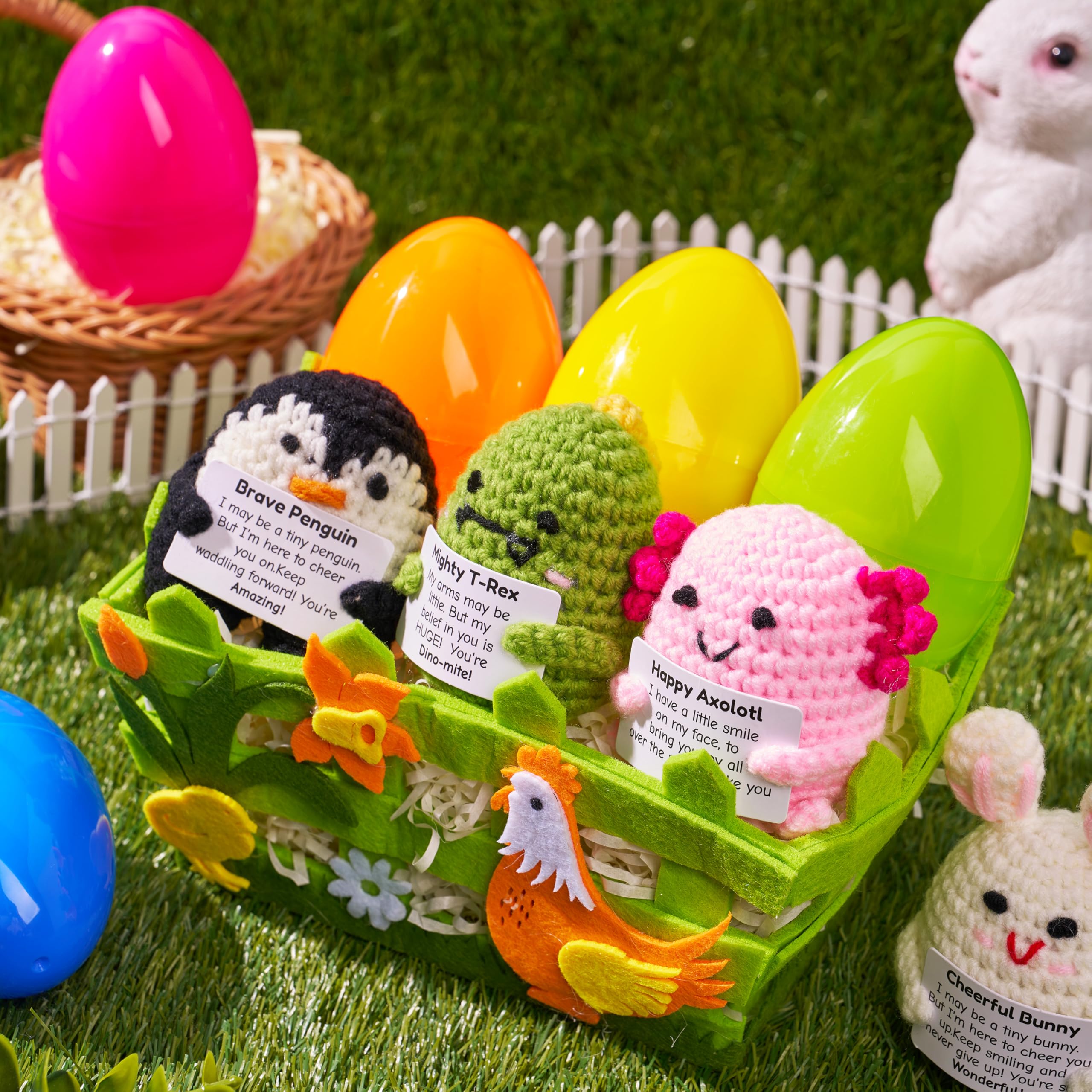 5 Pcs Jumbo Prefilled Easter Eggs with Crochet Toys for Egg Hunt, Party Favors & Classroom Prizes - Image 6
