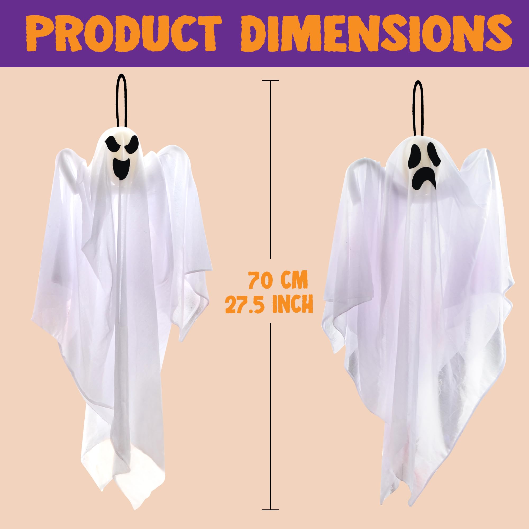 1 PC 27.5 Halloween Hanging Ghosts Decorations Outdoor - Image 5