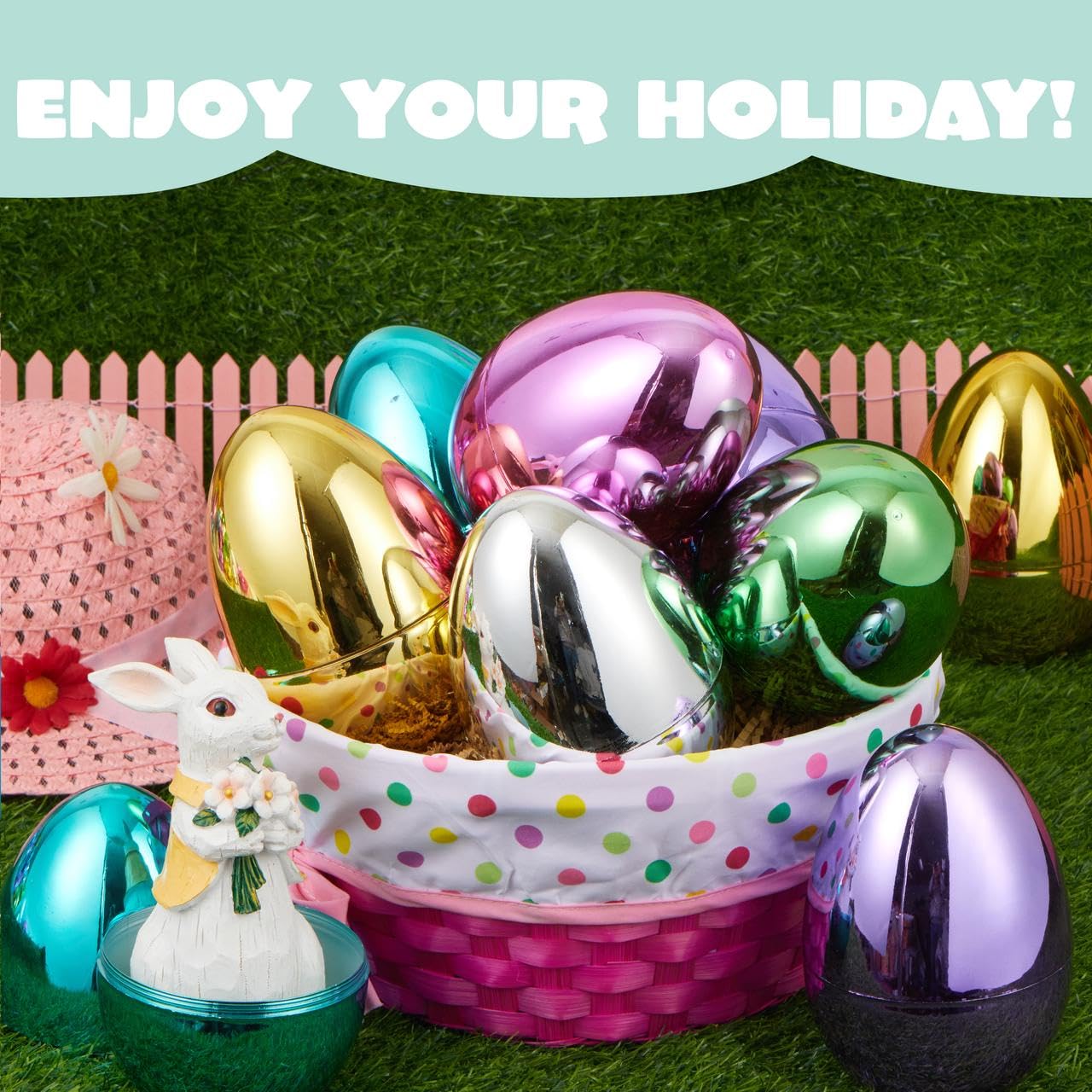 6 Pcs Large Metallic Easter Eggs, 6 Inches Colorful Jumbo Plastic Eggs - Image 5