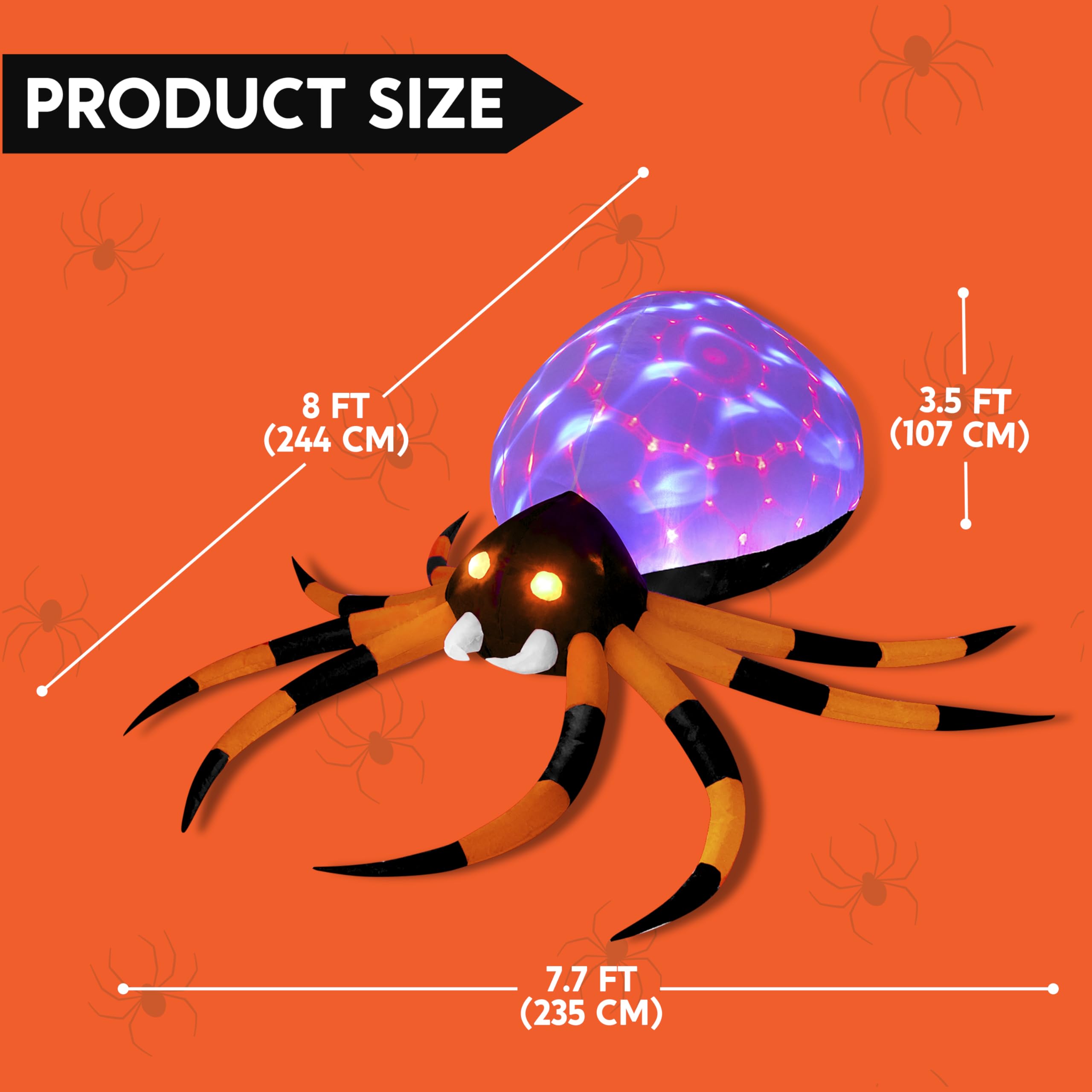 8 FT Halloween Inflatable Giant Spider Outdoor Decorations - Image 5