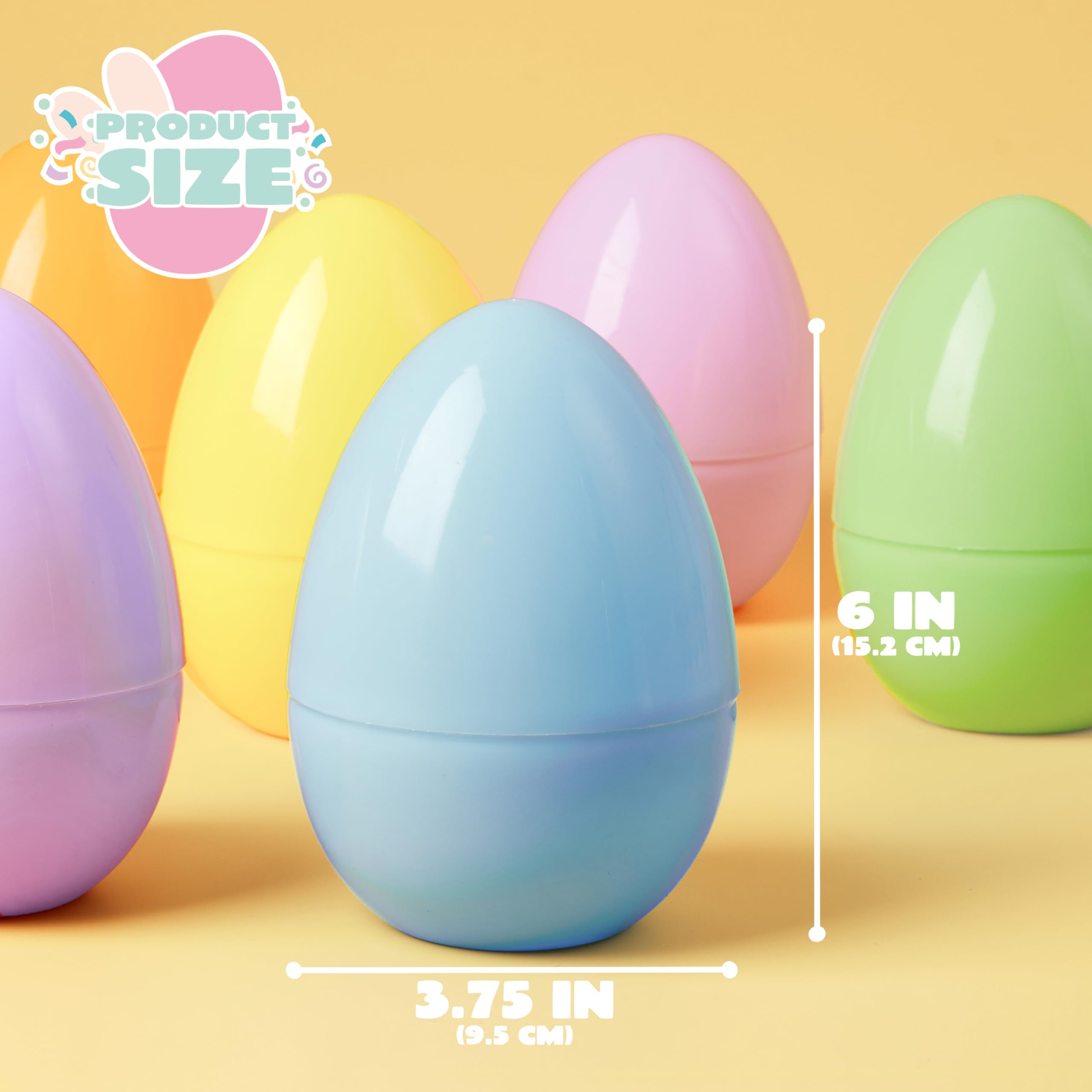 24Pcs Large Pastel Easter Eggs, 6 Inches Plastic Jumbo Eggs Fillable - Image 5