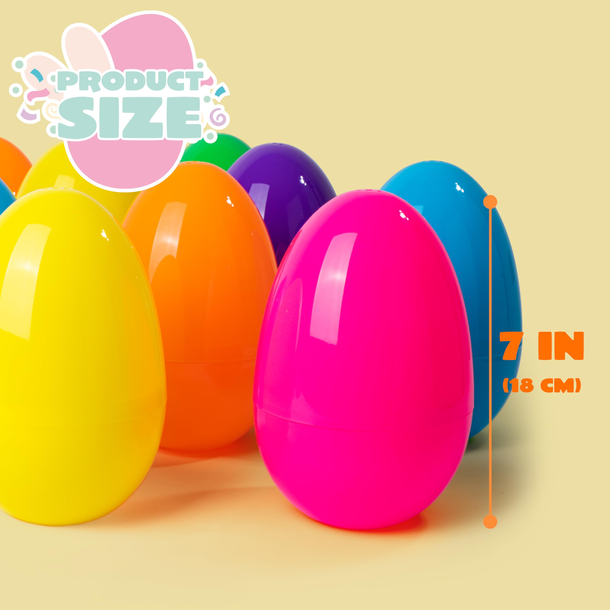 6Pcs 7 Jumbo Colorful Plastic Easter Egg Shells for Easter Egg Hunt - Image 5