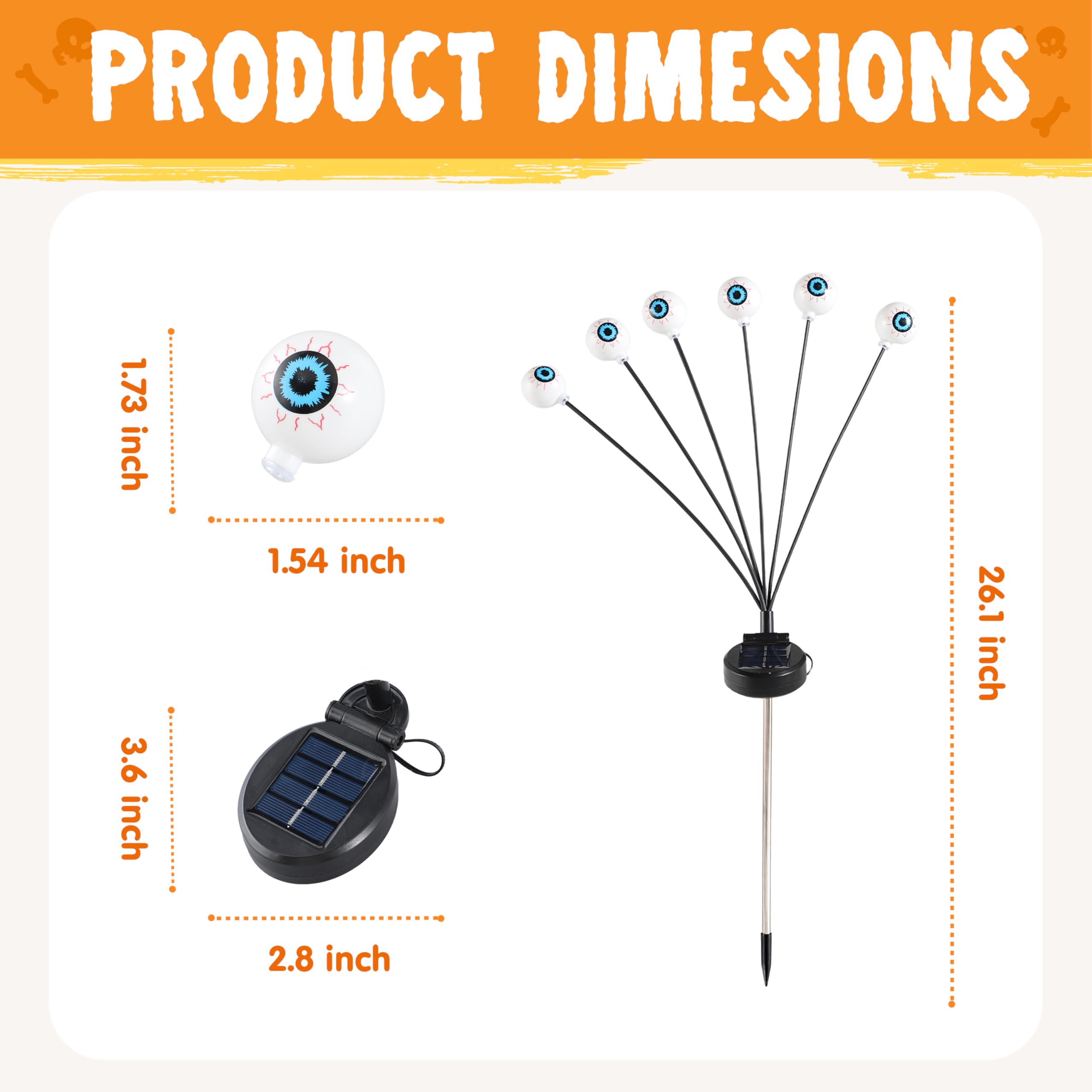 Halloween Decorations Outdoor Solar Scary Eyeball Lights-Warm White - Image 5