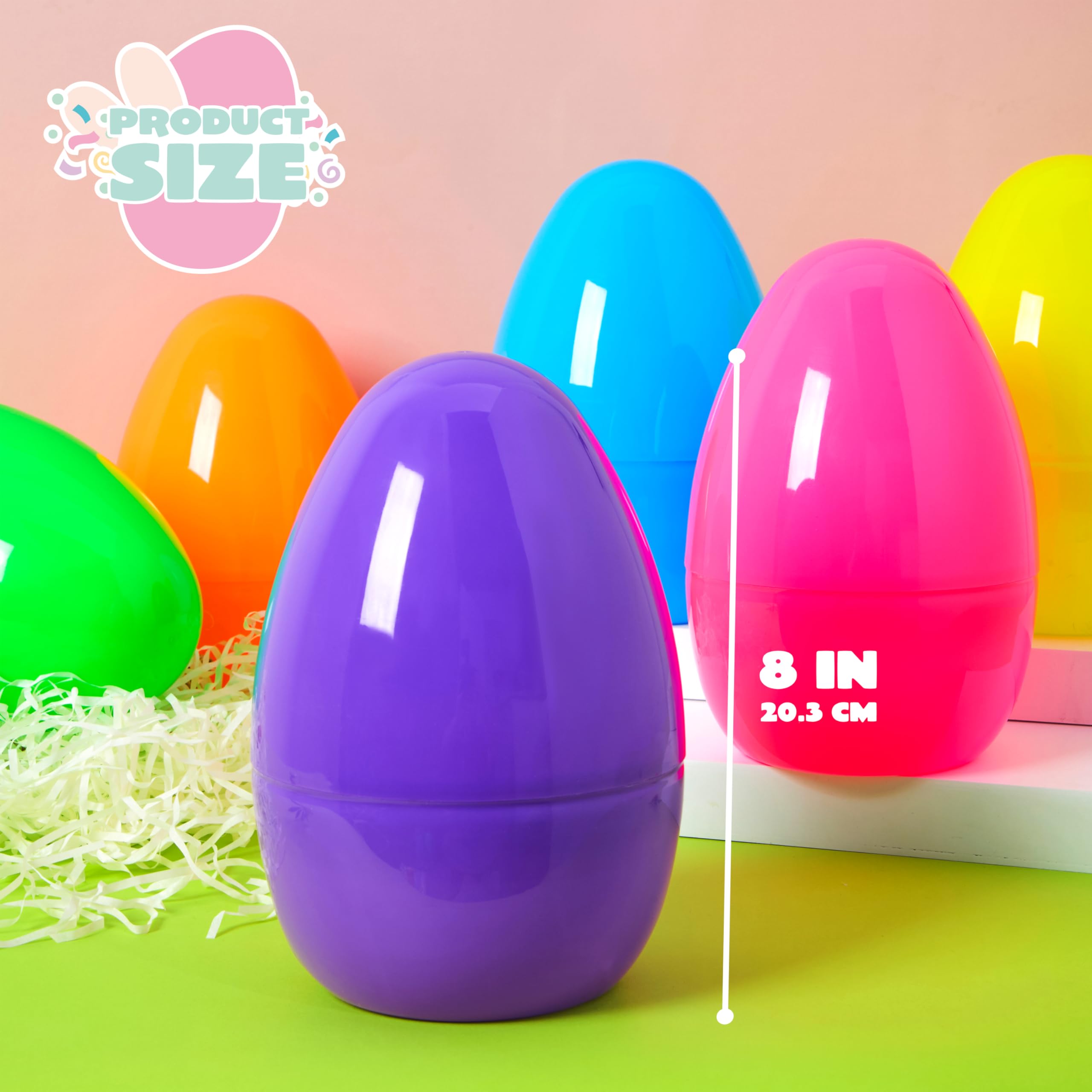 12Pcs 8 Jumbo Plastic Easter Egg Shells Fillable for Easter Egg Hunt - Image 5