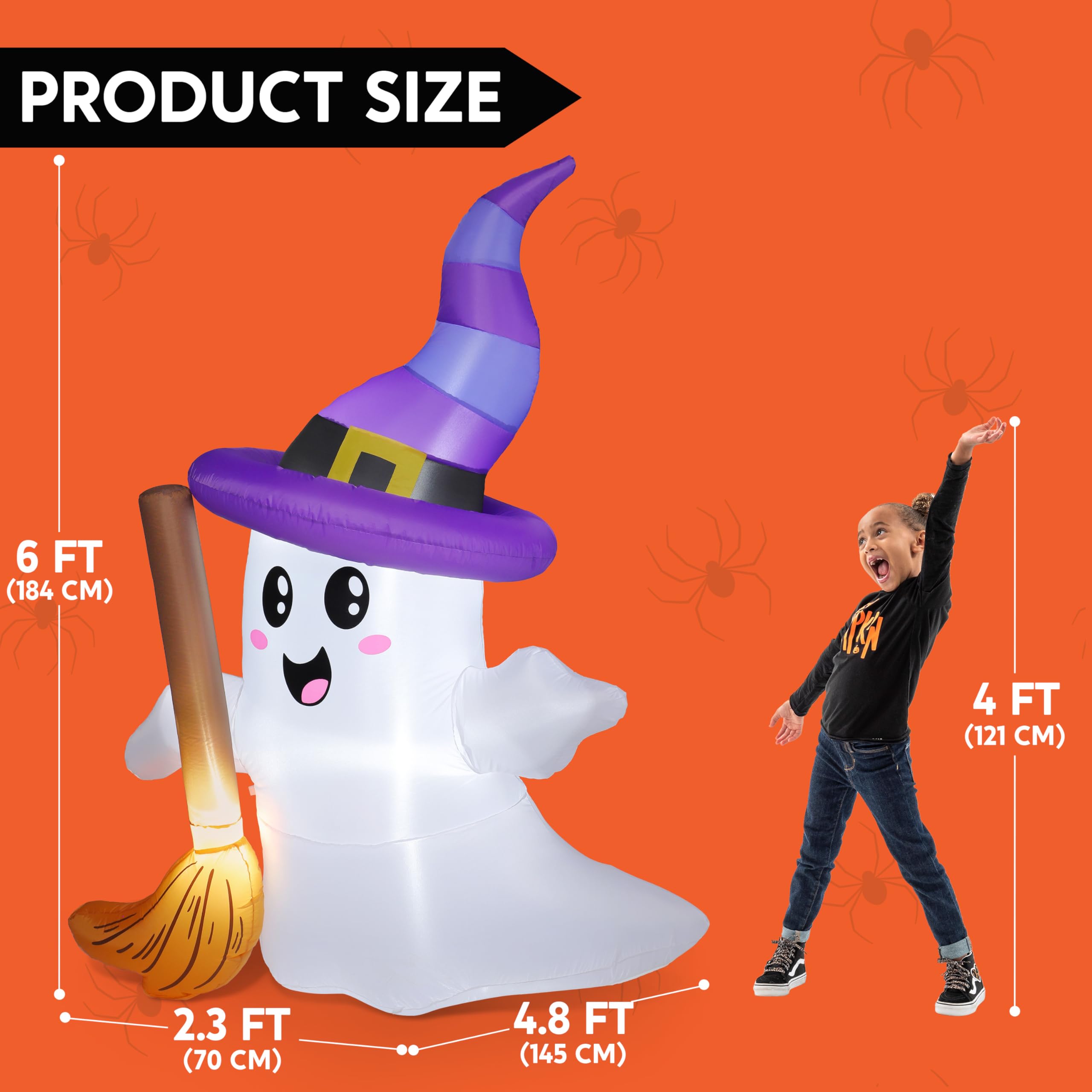 6FT Halloween Inflatables Ghost Outdoor Decorations - Image 5
