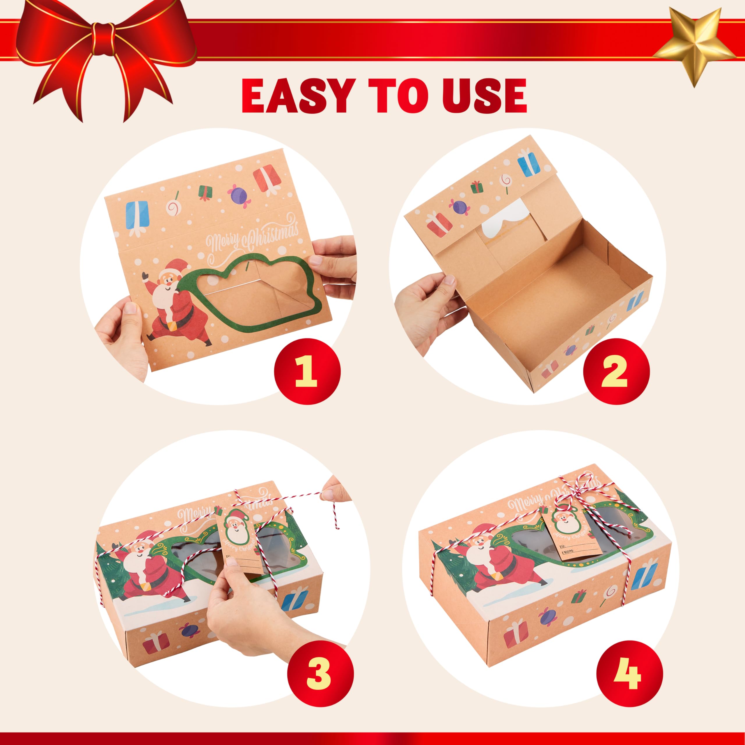 24 PCS Christmas Cookie Gift Baking Box with Window Auto-Popup - Image 5