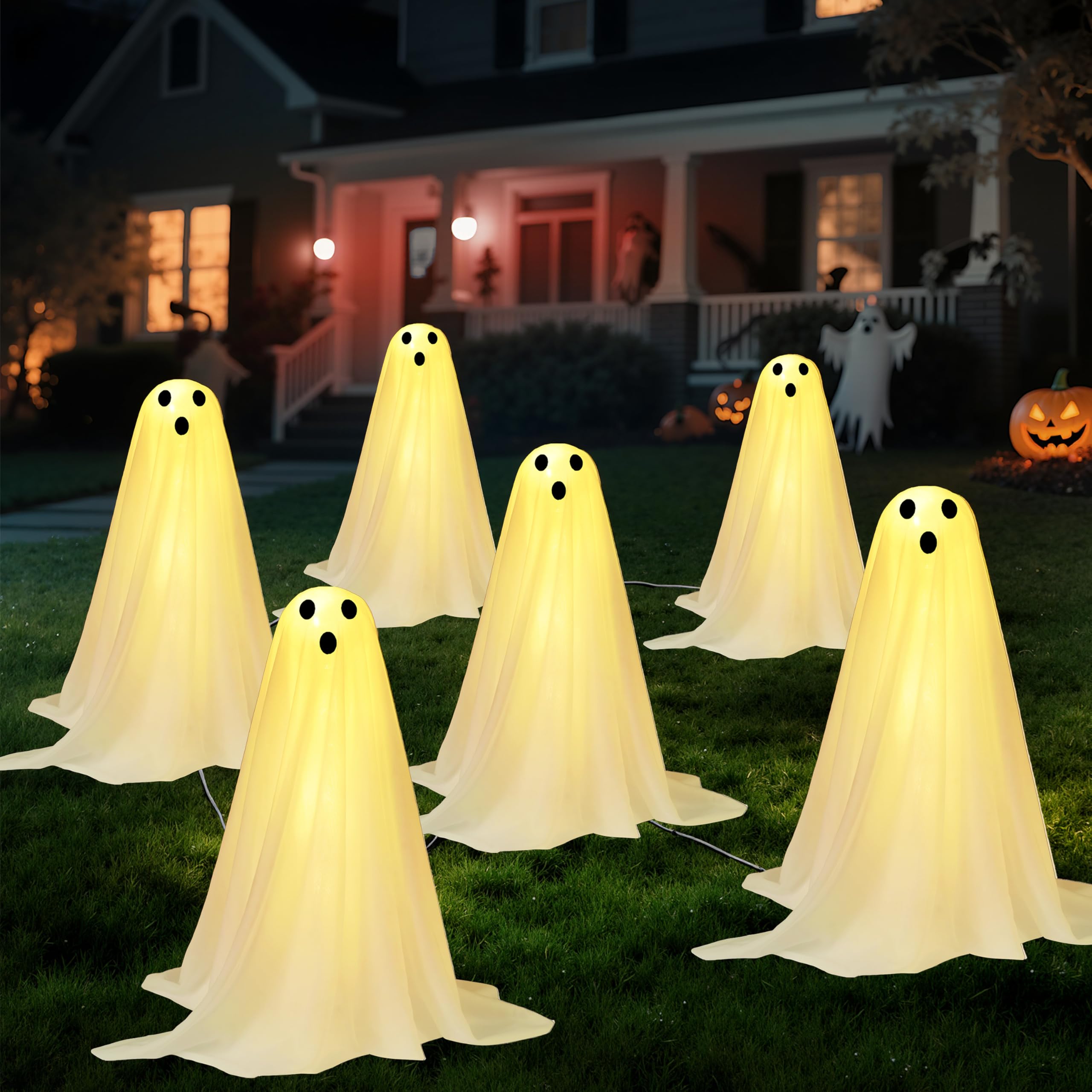 6 Pcs Halloween Decorations Outdoor Ghosts Pathway Lights - Image 5
