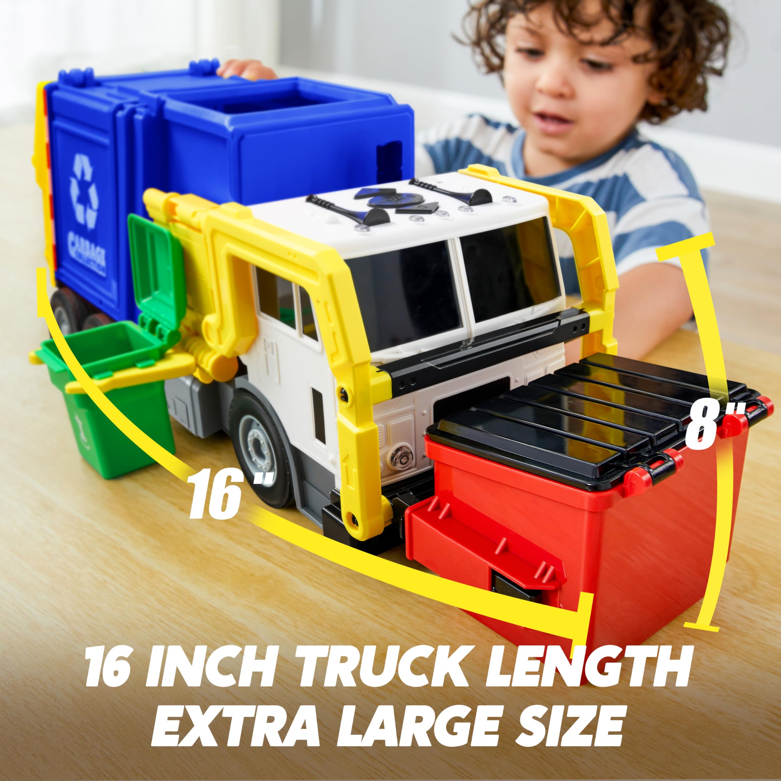 Large Friction Powered Garbage Truck Toy Set - Image 5