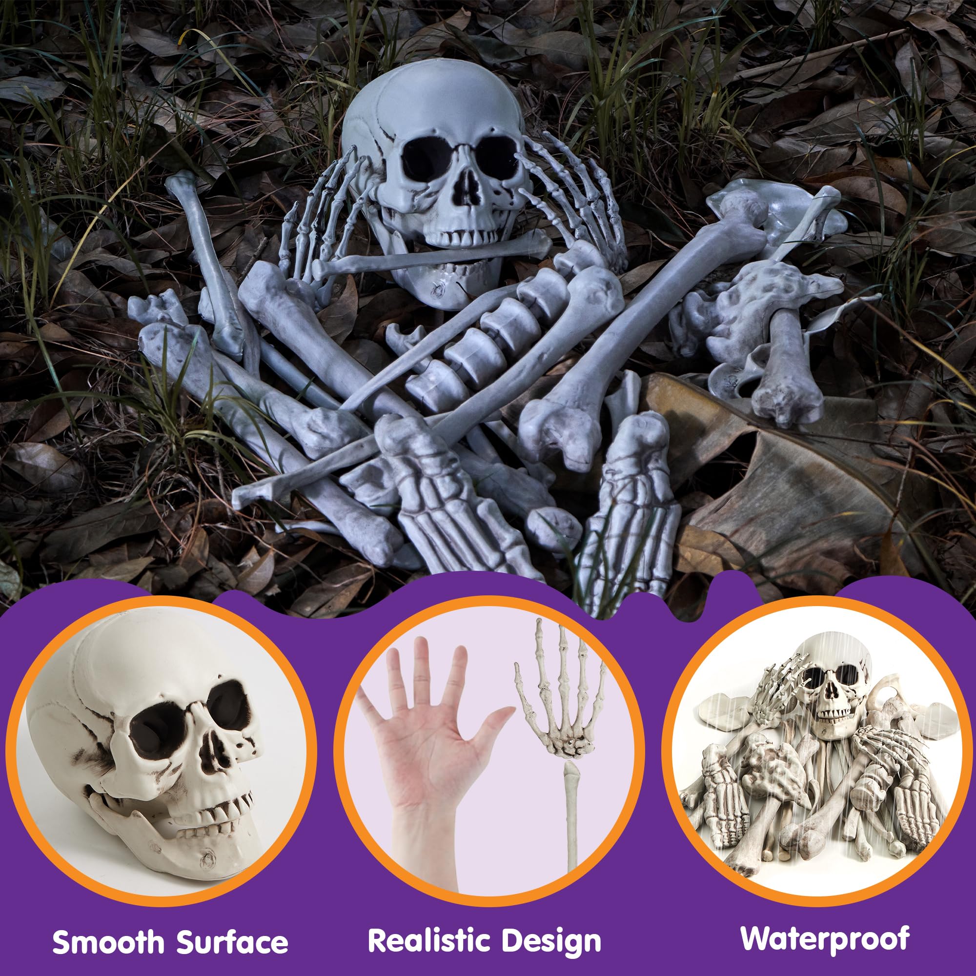 28 PCS Halloween Decorations Skeleton Bones and Skull Kit - Image 5