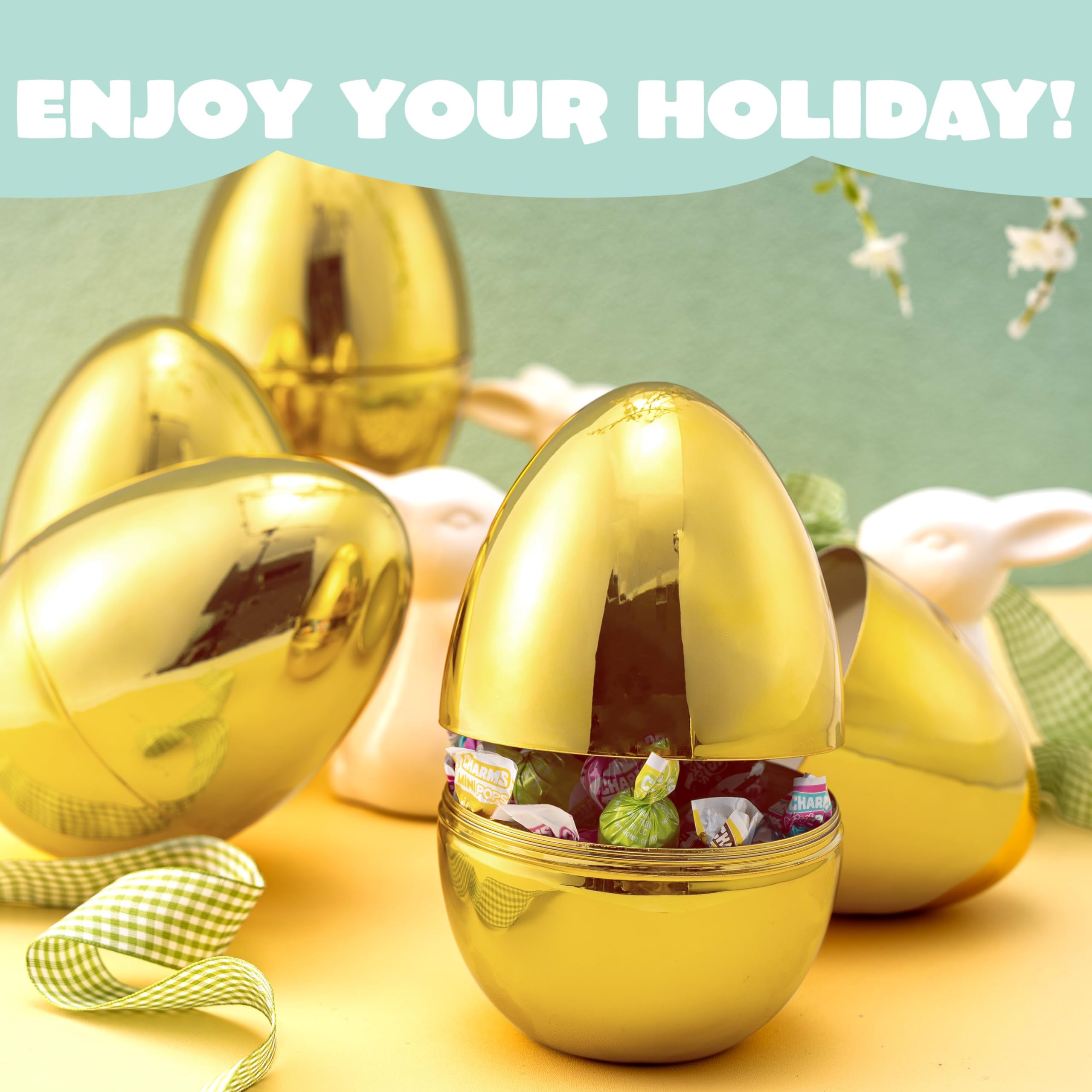 12Pcs Large Gold Easter Eggs, 6 Inches Metallic Jumbo Eggs Fillable - Image 5