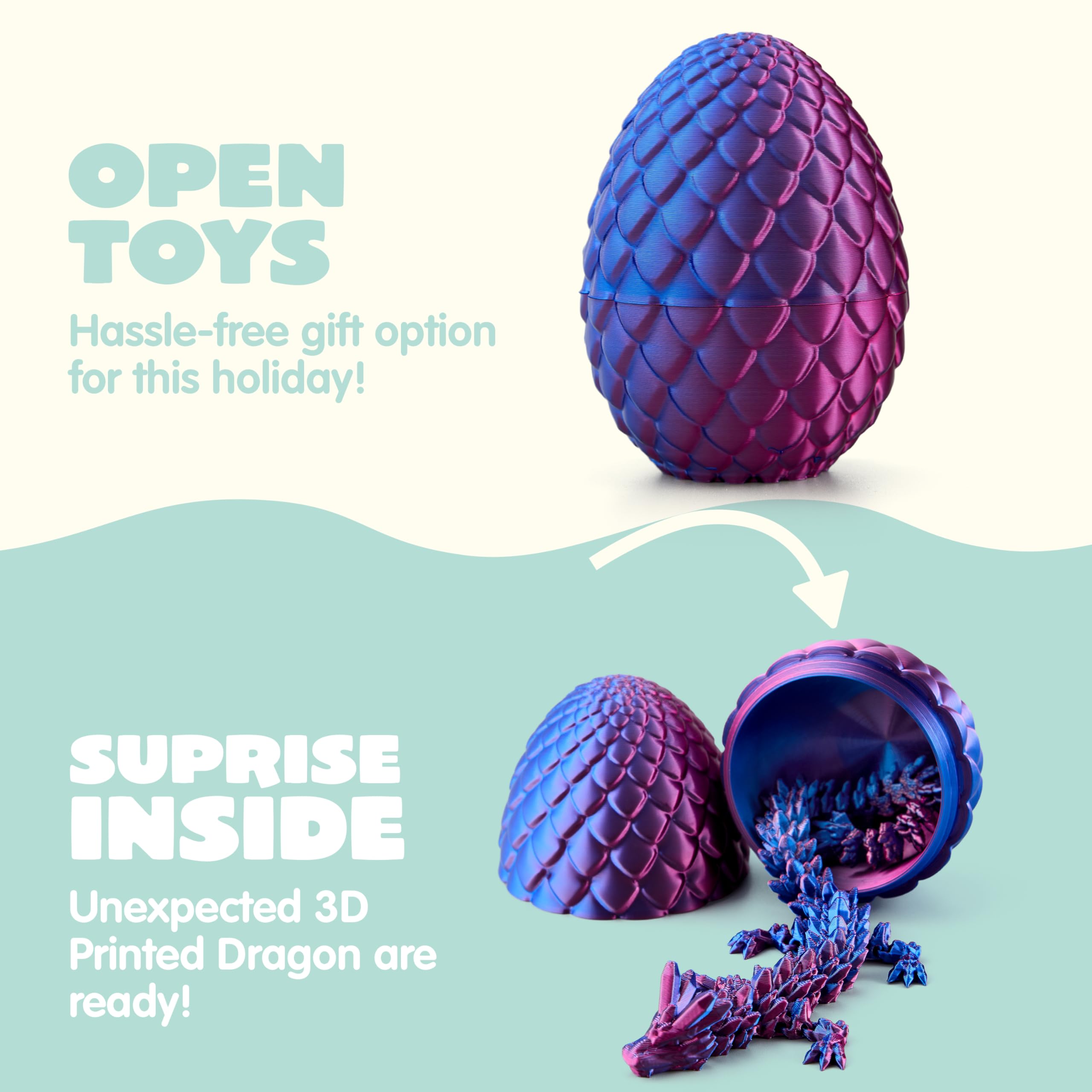4 Pcs 3D Printed Dragon Eggs with Laser Dragon, Cool Articulated Toys for Kids - Image 5