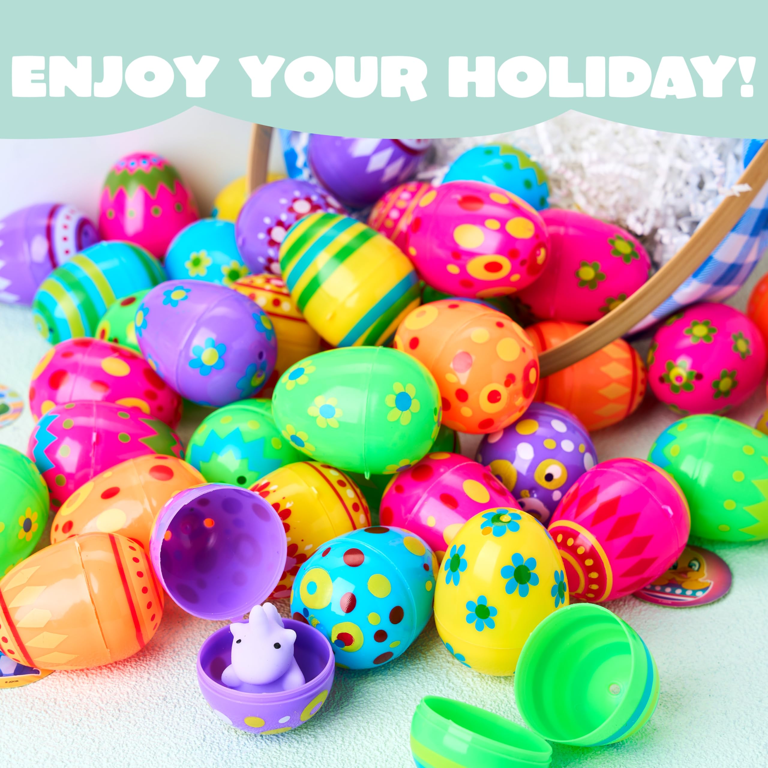 50 Pcs Plastic Printed Bright Easter Eggs for Easter Hunt - Image 5