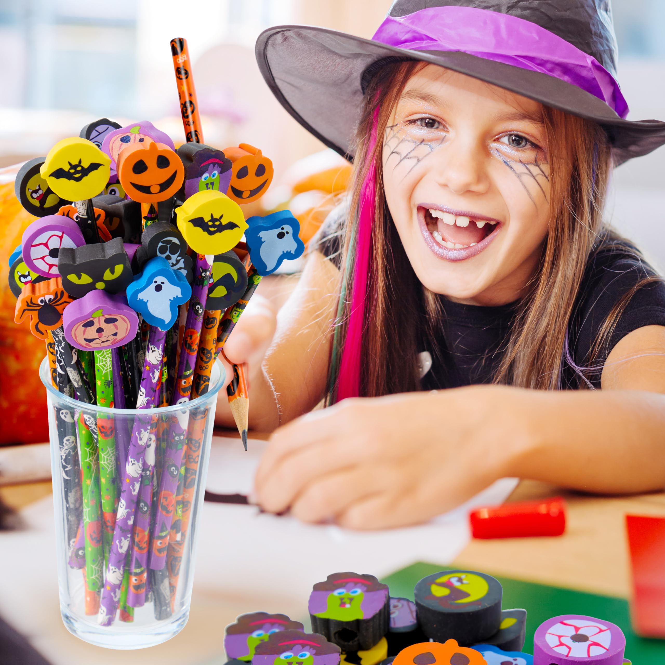 108PCS Halloween Pencils with Erasers Stationery Set - Image 5