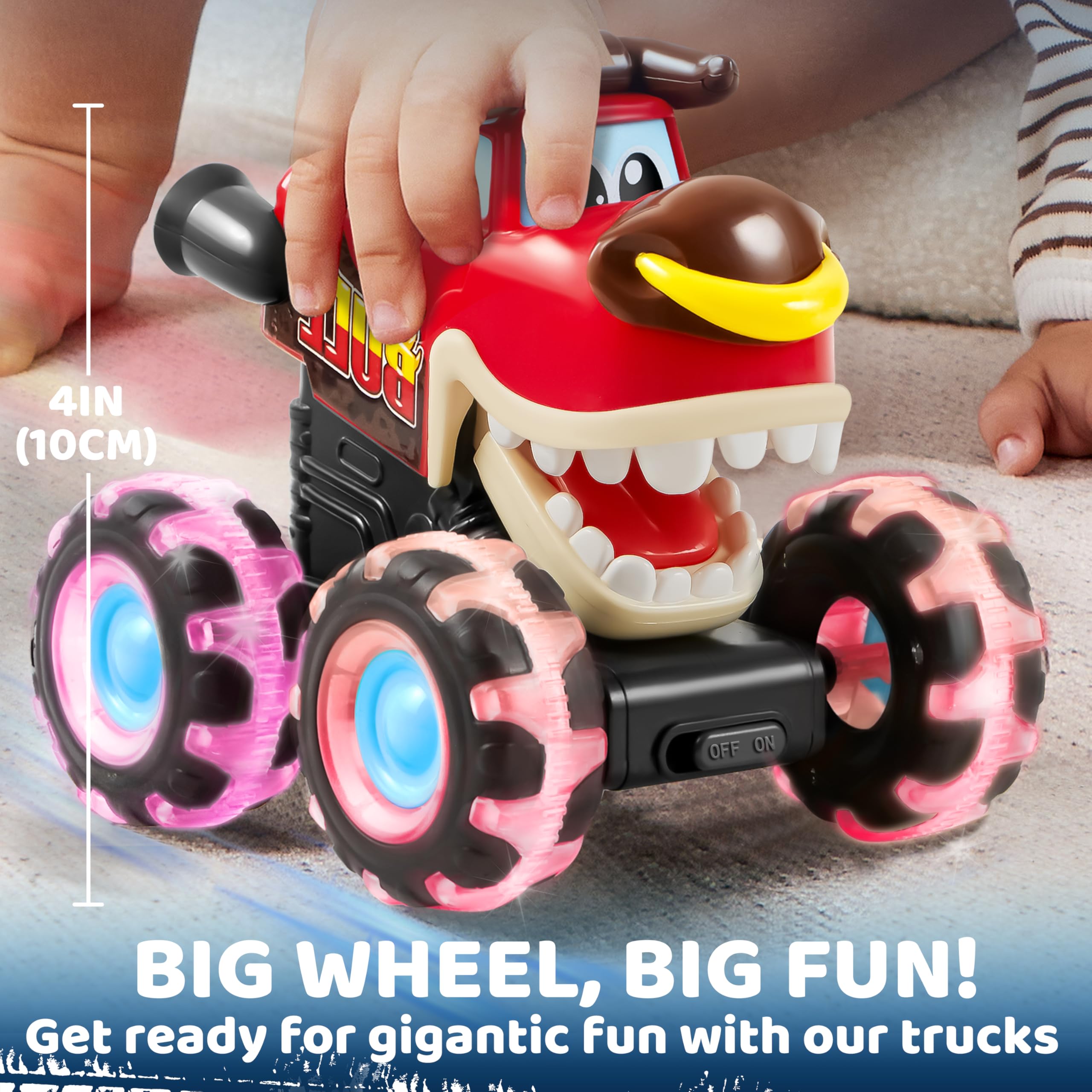 3 Pack Monster Truck Toy - Motion Activated Light Up Cars for Toddlers - Image 5
