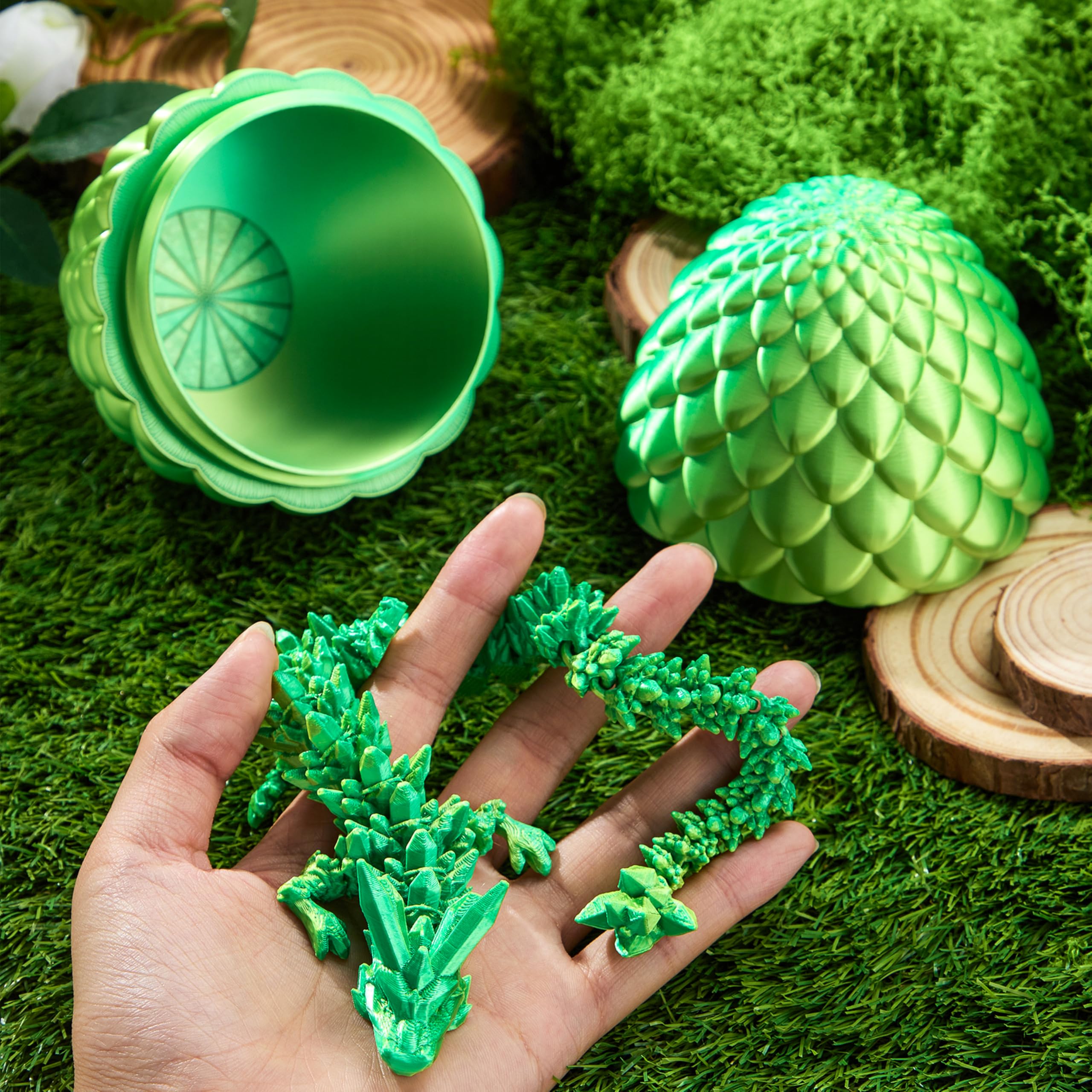 3D Printed Dragon Eggs with 12 Laser Green Dragon Inside - Image 5