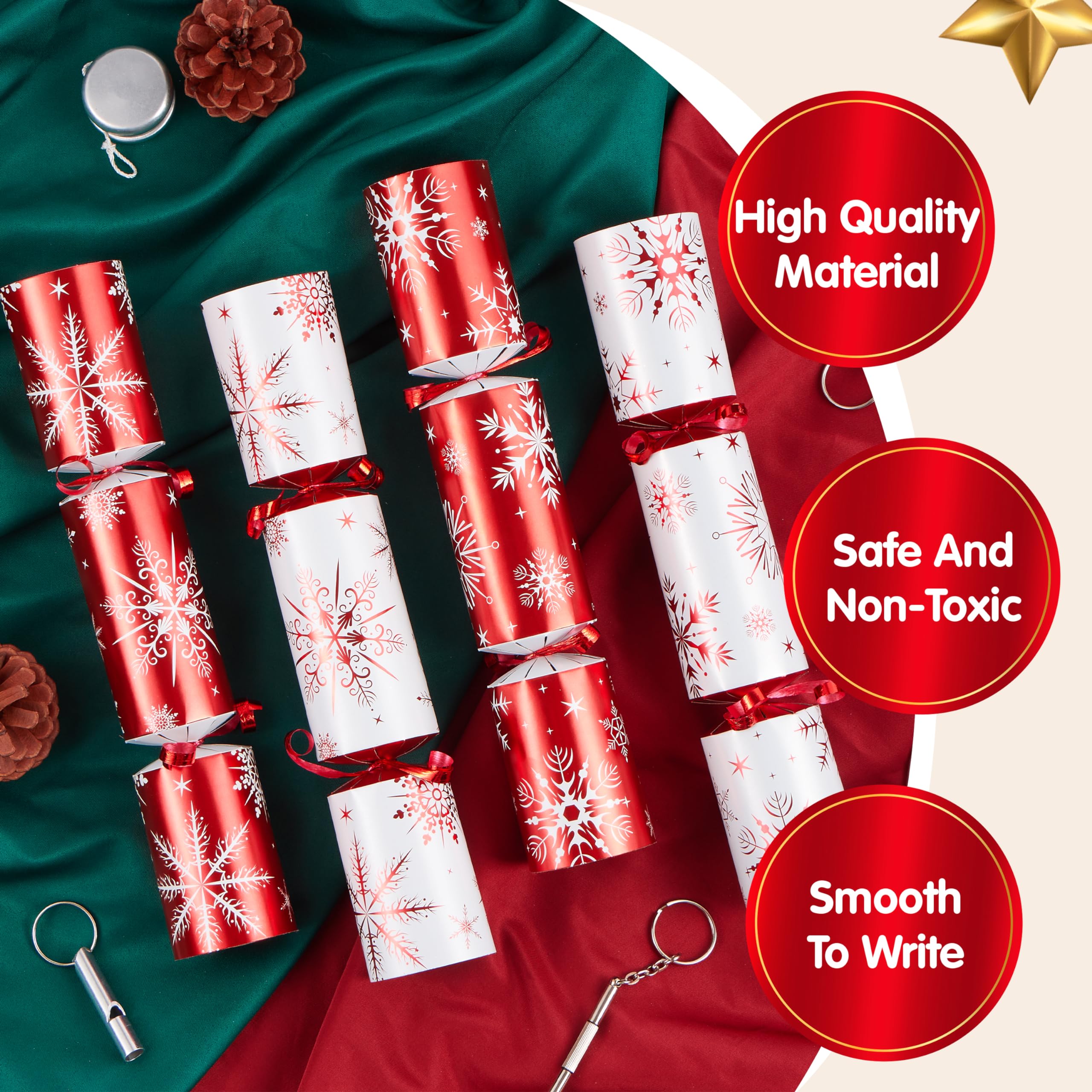 Christmas Party Table Favors (Red White Snowflake), 12 Pack - Image 5