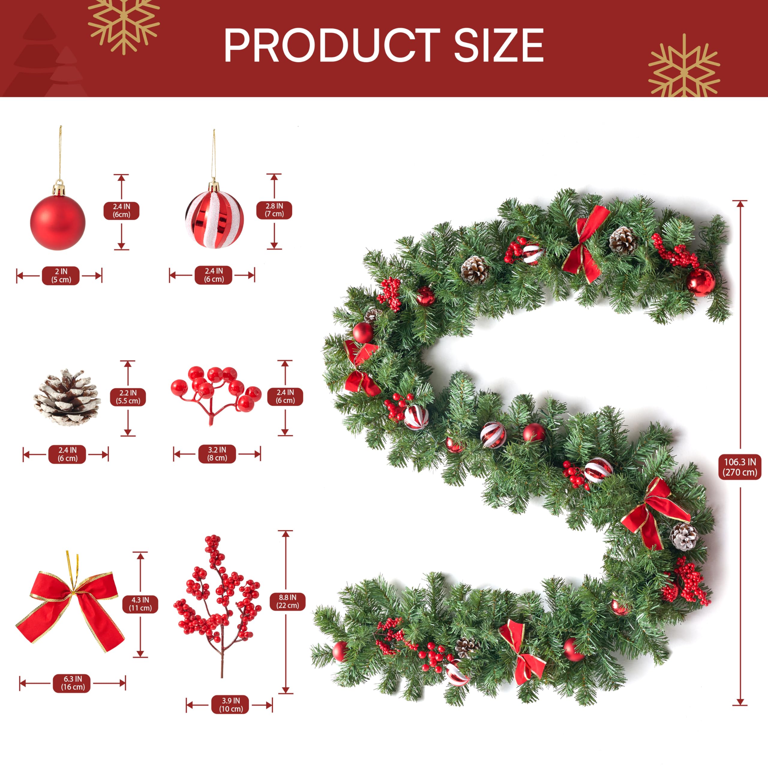 9FT Christmas Garland with Lights - Image 6