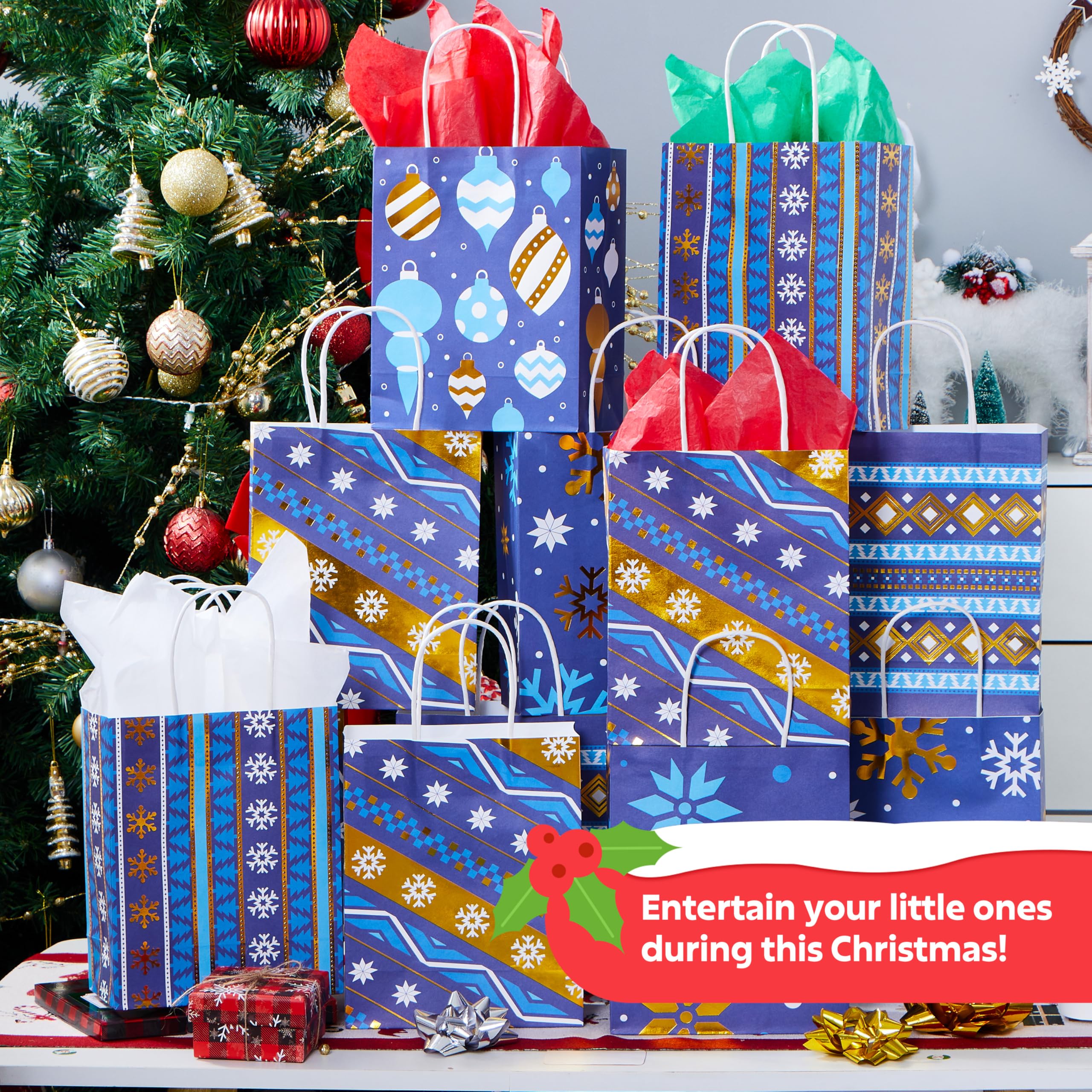 24 PCS Christmas Kraft Gift Bags - Image 5