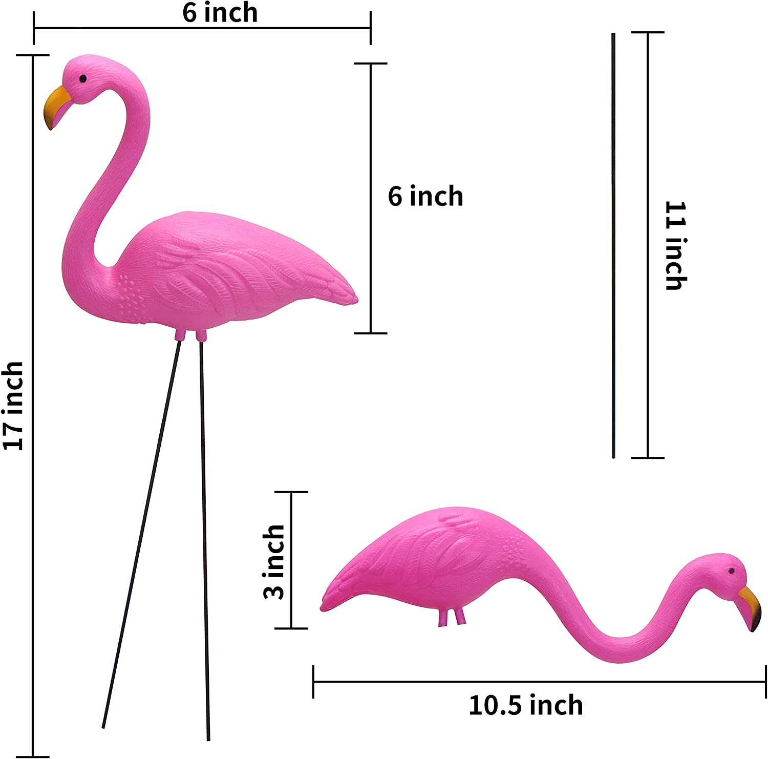 Small Pink Flamingo Yard Ornament, Set 6 - Image 5