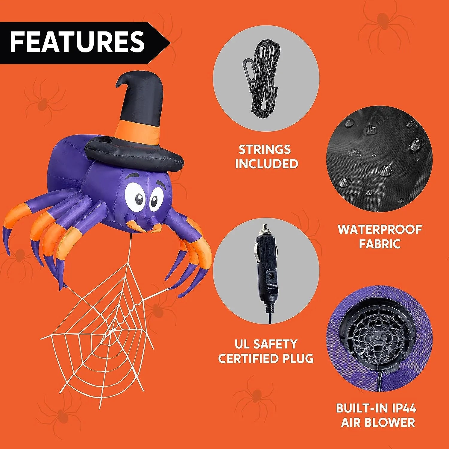 5ft Wide Spider Car Trunk Inflatable Decoration - Image 5