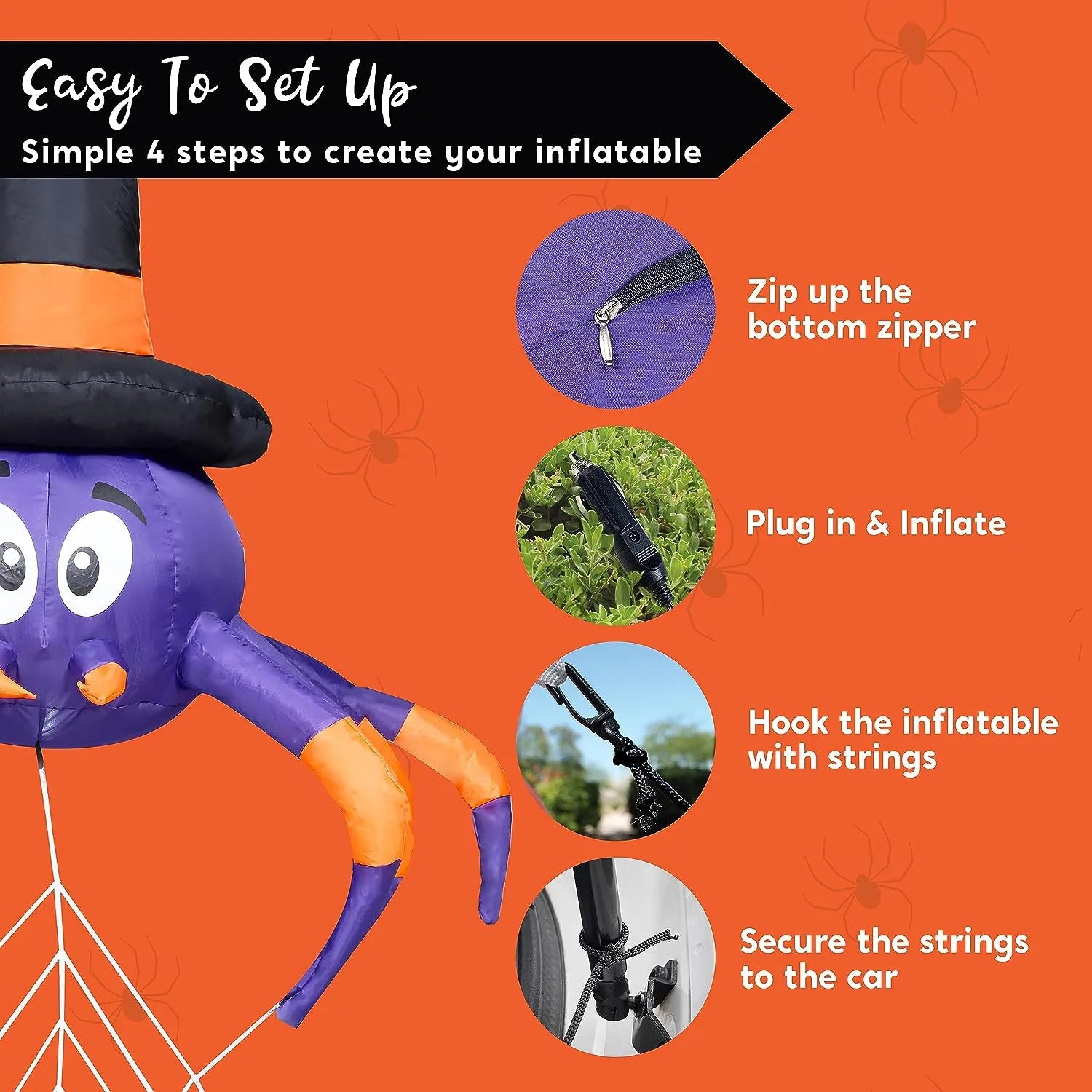 5ft Wide Spider Car Trunk Inflatable Decoration - Image 6
