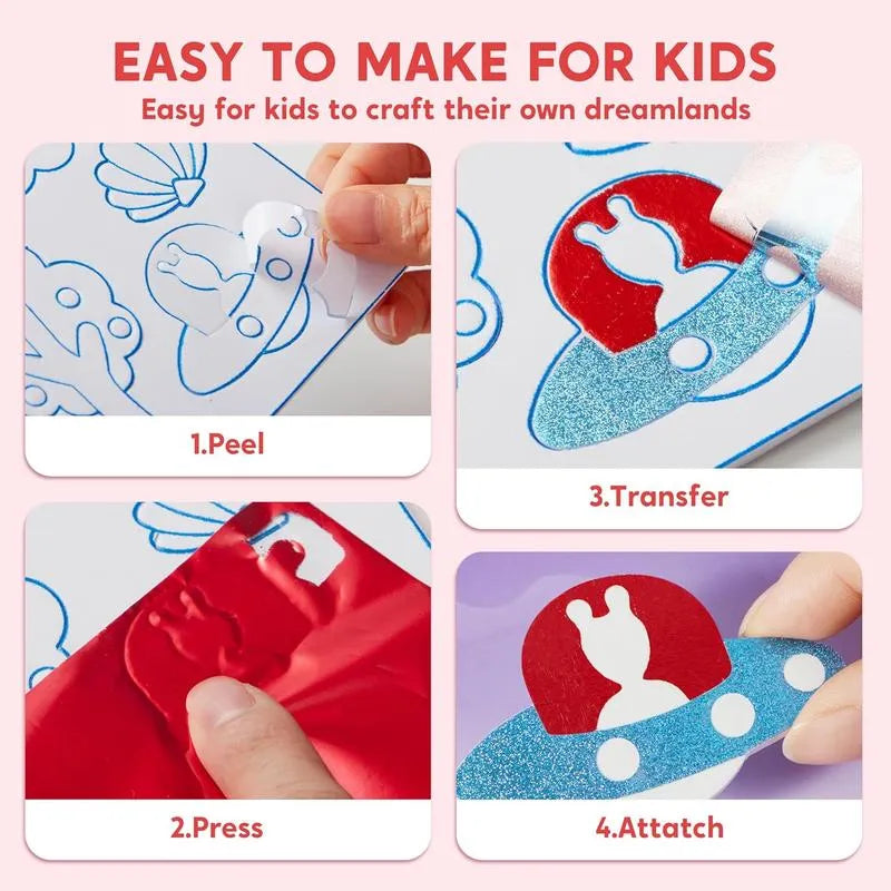 Foil Art Kit for Kids Foam Stickers, Creative Travel Toys and Birthday Gifts - Image 2